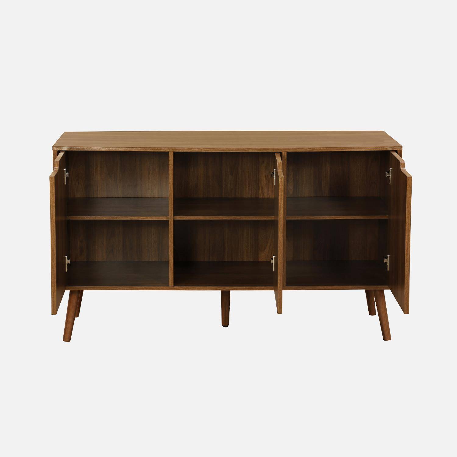 Credenza effetto noce con 3 ante e 3 ripiani, 120cm, Nepal, Marrone, 120x39x73.5 cm Photo6