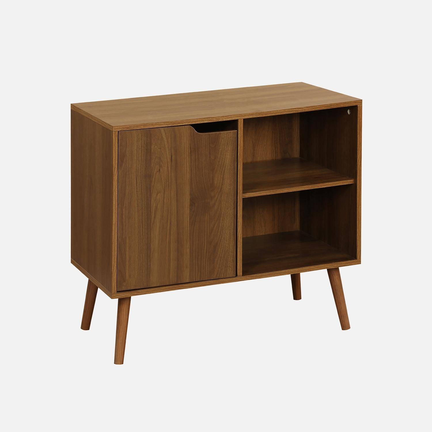 Credenza effetto noce 1 anta, 2 ripiani, 80cm Noce - 80x39x69 cm Photo4