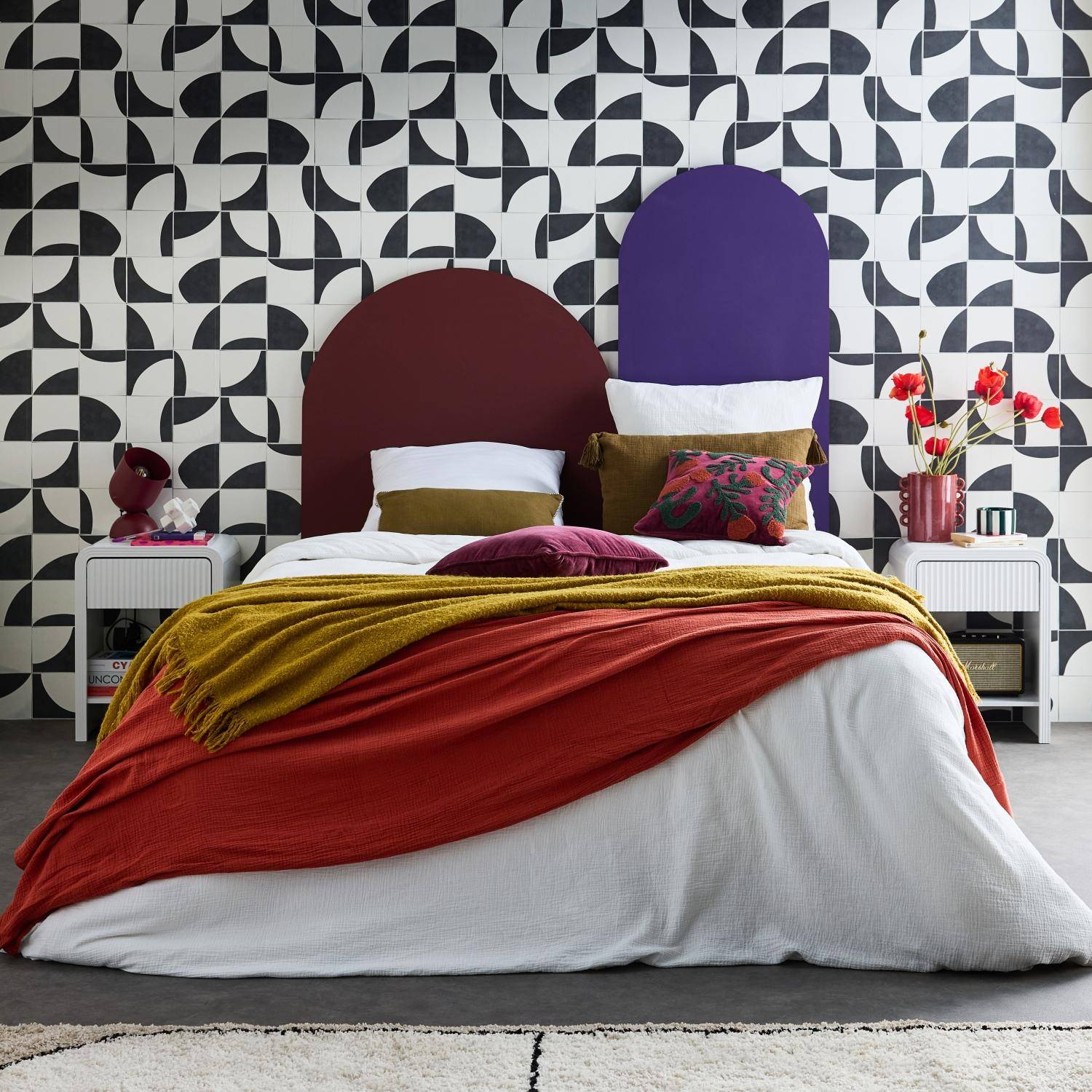 Lot de 2 tables de chevet effet bois blanc rainuré I sweeek