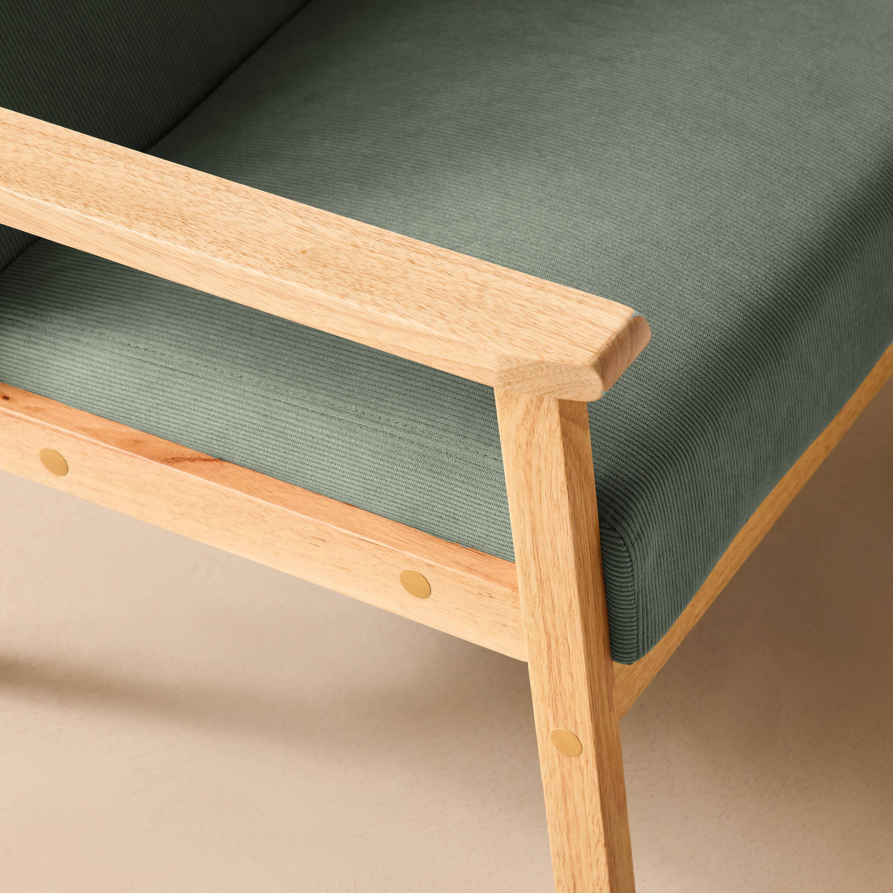 Poltrona scandinava in legno e velluto a coste, Isak velluto a coste, Cachi scuro, 64x69.5x73 cm Photo3