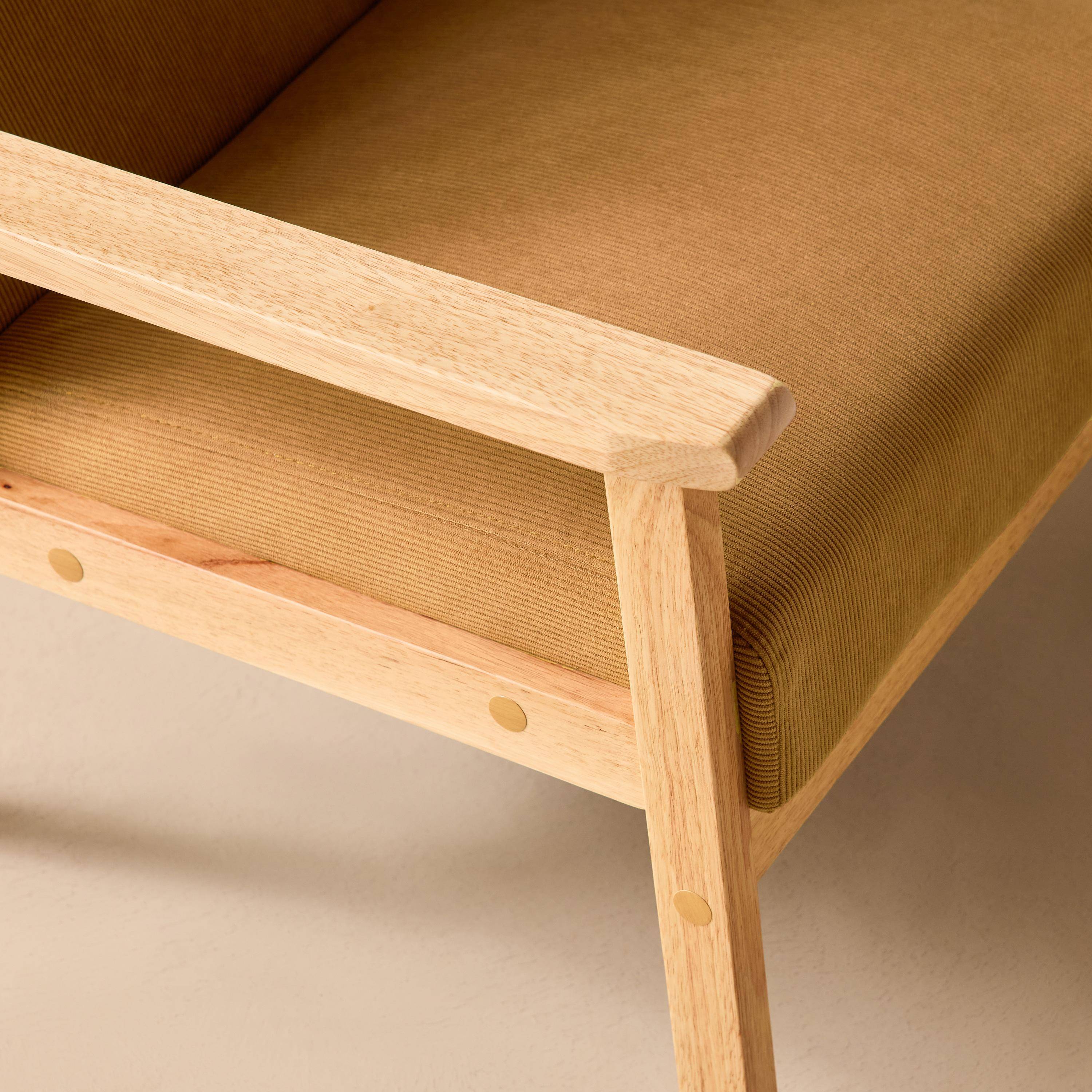 Sillón escandinavo de madera y pana, Isak pana, Mostaza, 64x69.5x73 cm,sweeek,Photo3