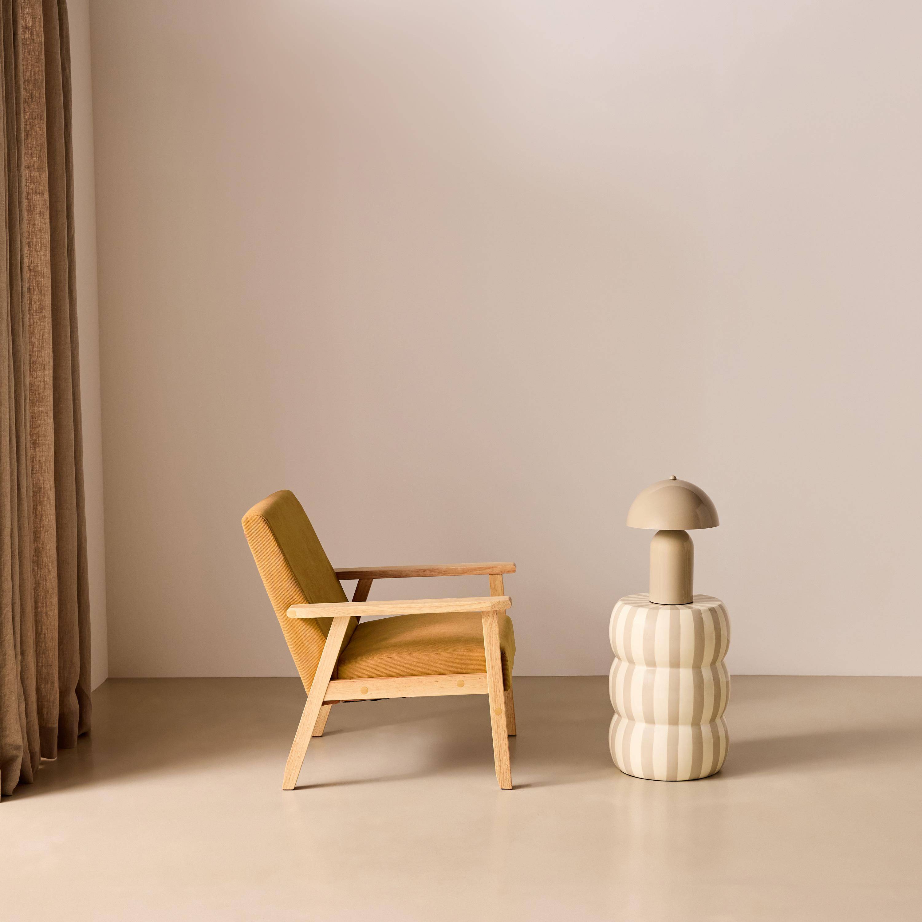 Sillón escandinavo de madera y pana, Isak pana, Mostaza, 64x69.5x73 cm,sweeek,Photo2