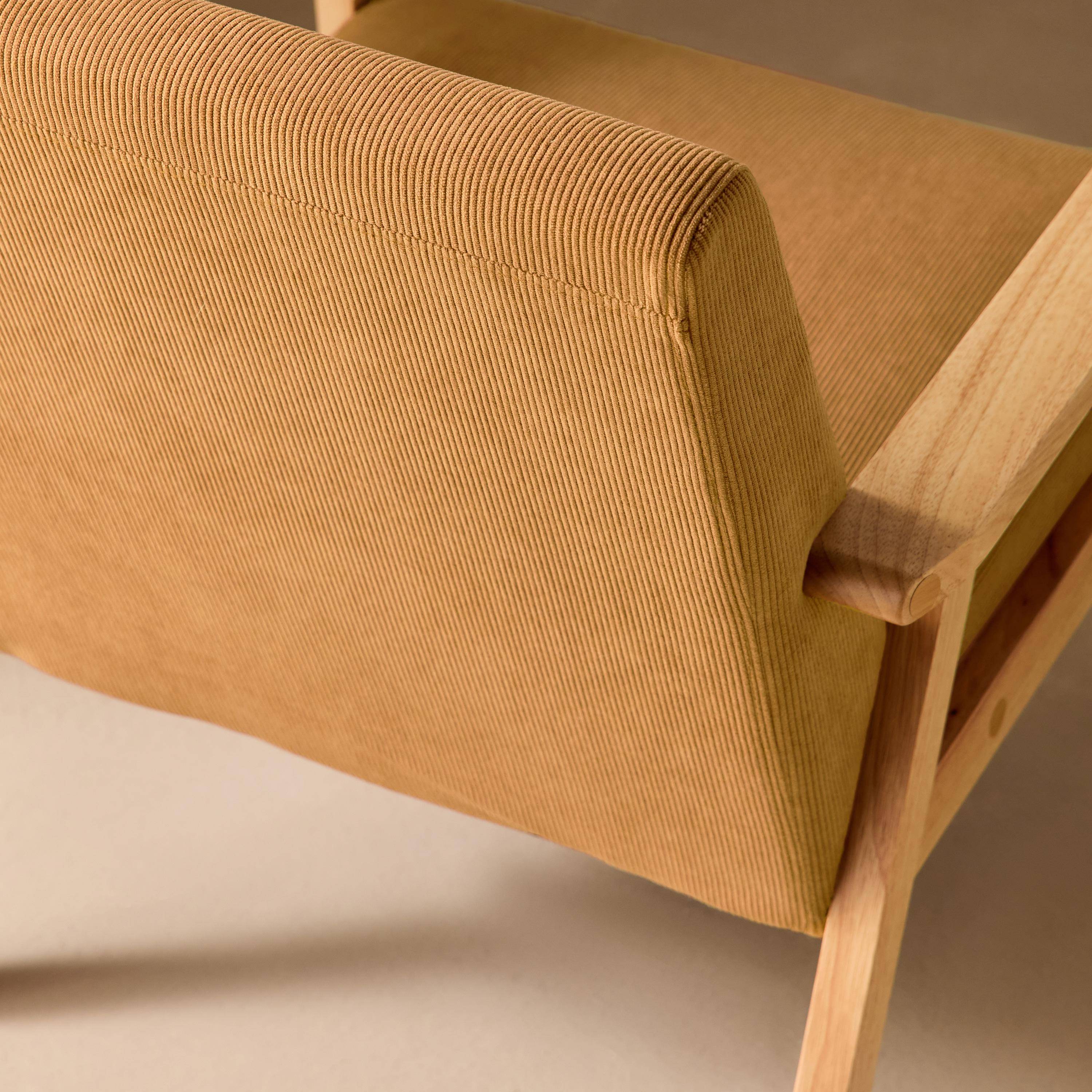 Sillón escandinavo de madera y pana, Isak pana, Mostaza, 64x69.5x73 cm,sweeek,Photo4