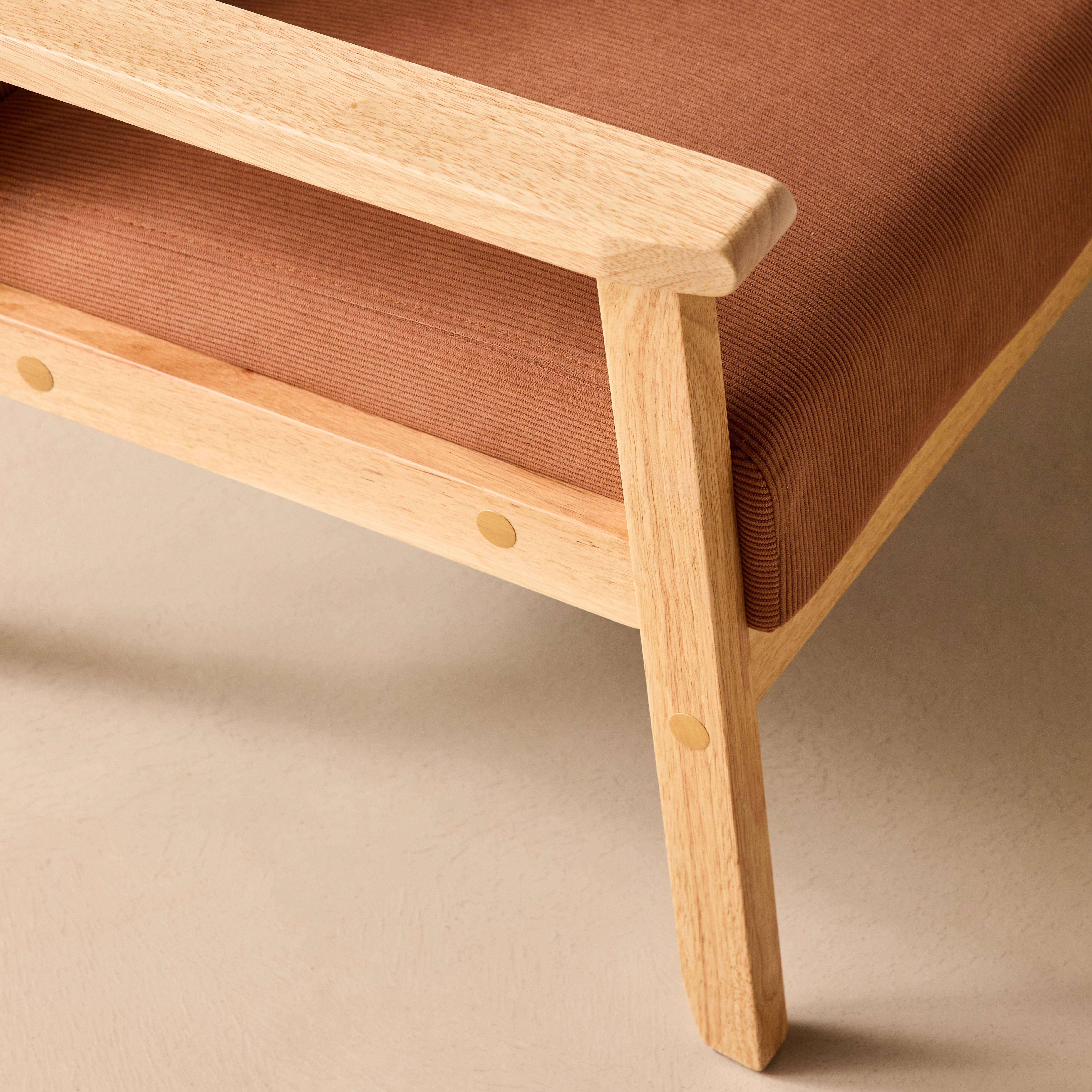 Fauteuil van hout met corduroy zitting bruin - Isak,sweeek,Photo3