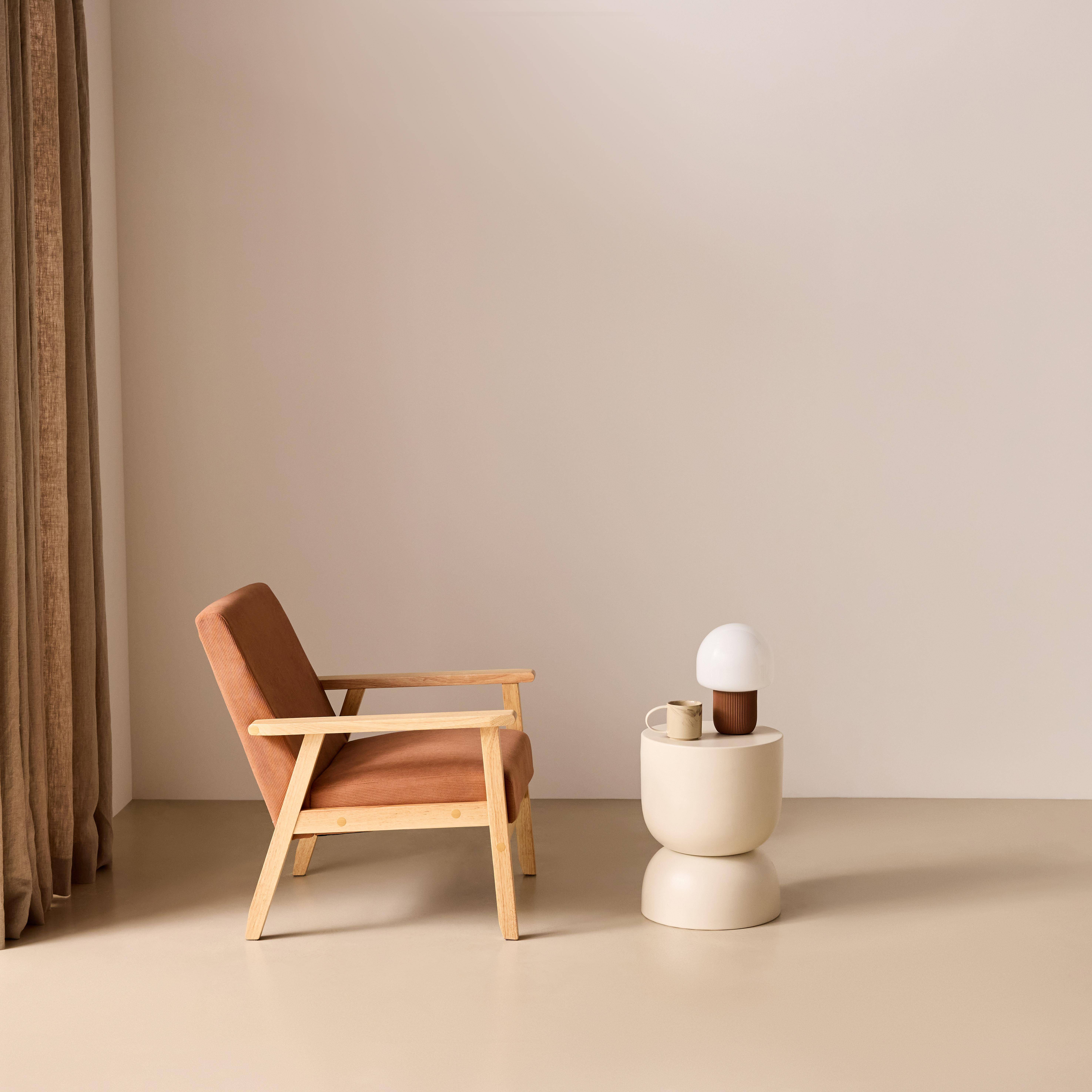 Fauteuil van hout met corduroy zitting bruin - Isak,sweeek,Photo2