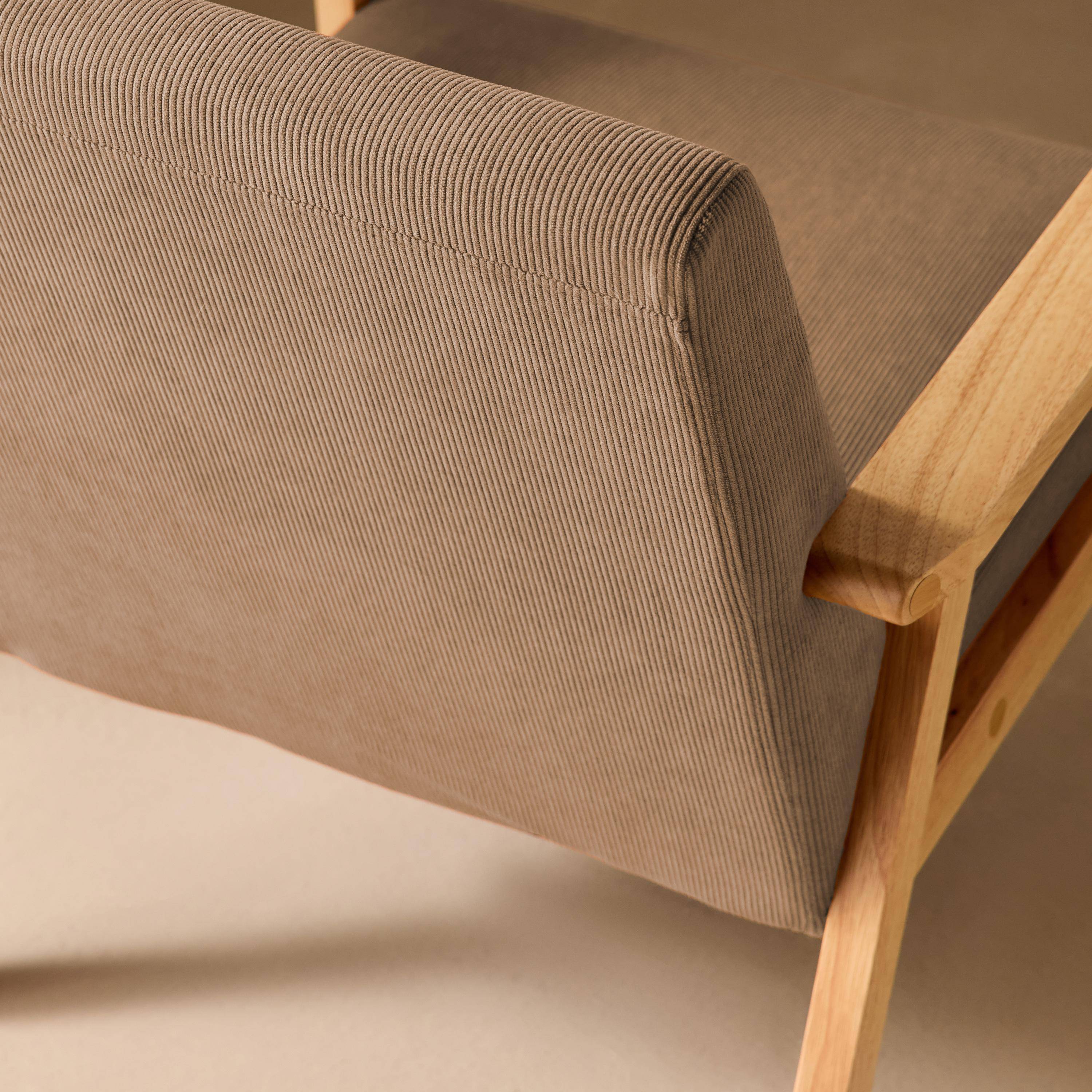 Fauteuil van hout met corduroy zitting taupe - Isak,sweeek,Photo4