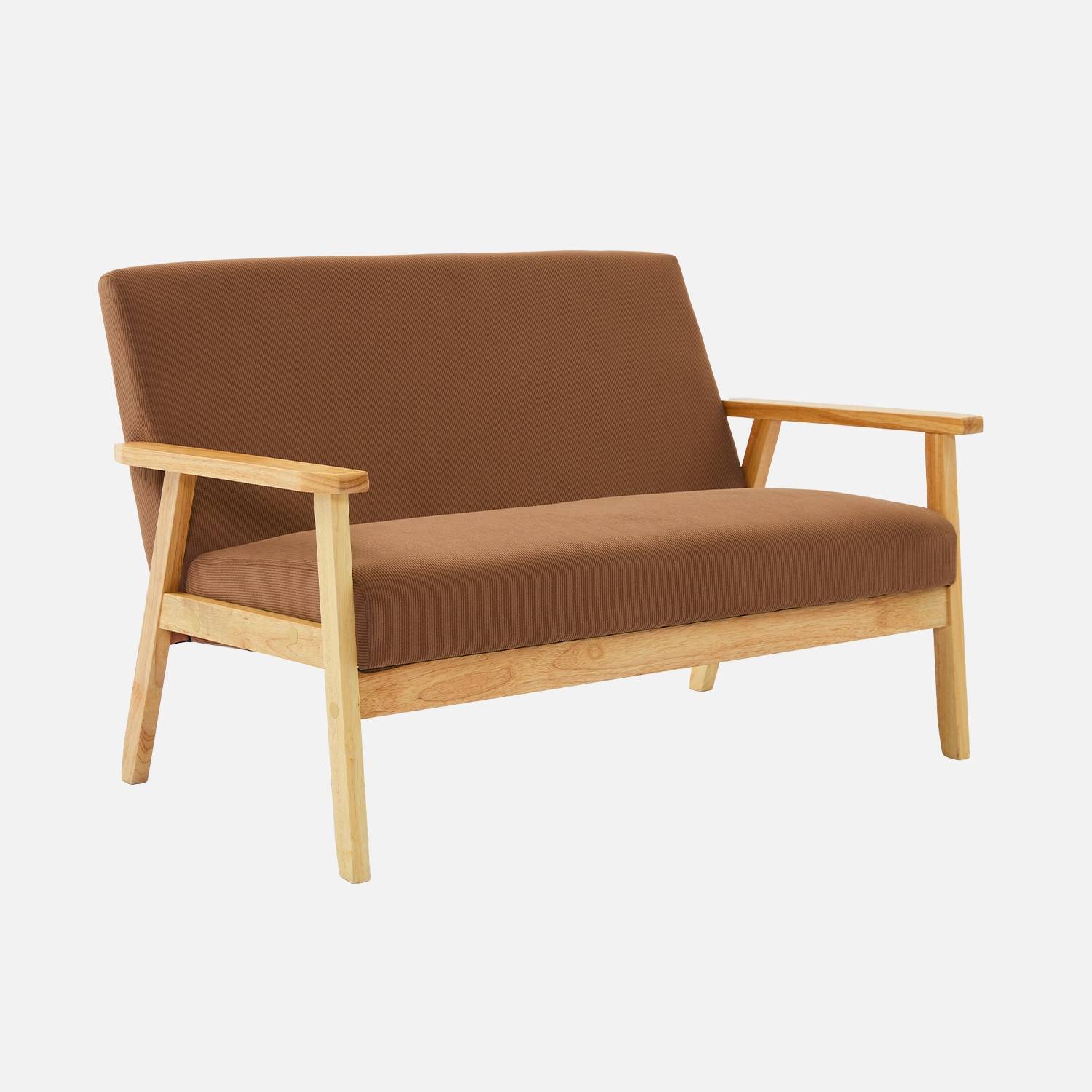 2-Sitzer-Sofa Cord-Bezug braun Holzfüße