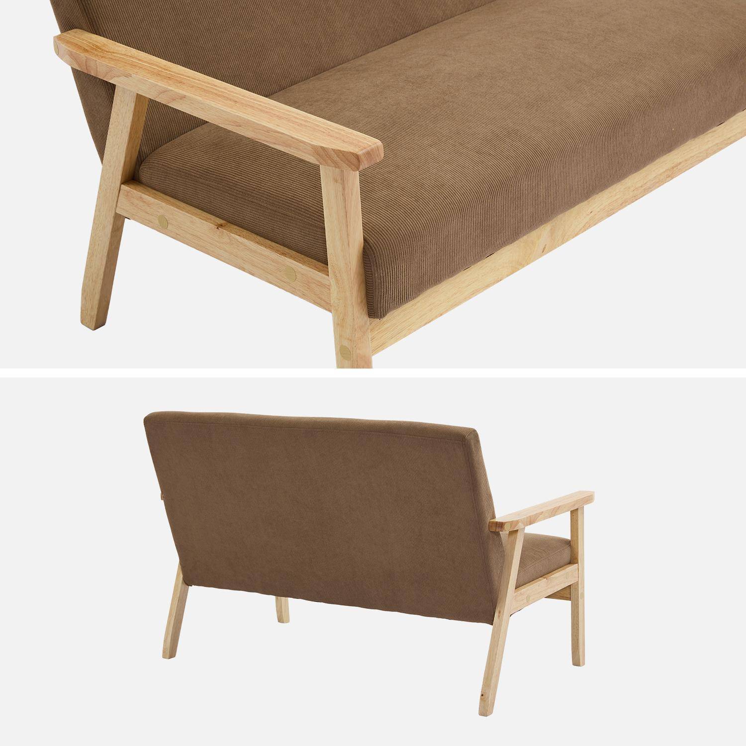 Divano-panca a 2 posti, velluto a coste, gambe in legno, Isak velluto, Beige, 114x69.5x73 cm,sweeek,Photo5