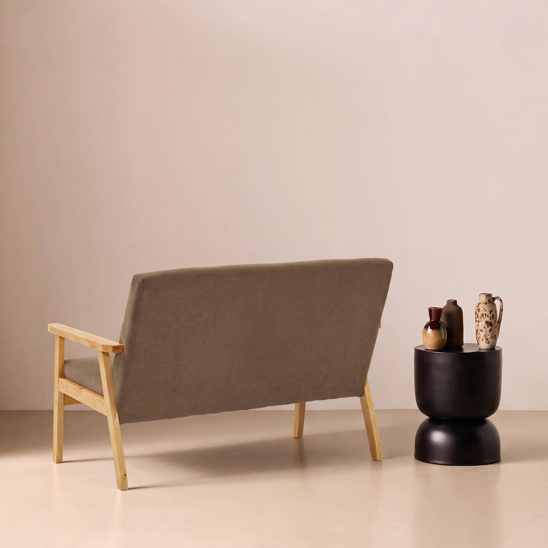 Divano in velluto a coste con gambe in legno di gomma, 2 posti Talpa - 114x69.5x73 cm Photo5