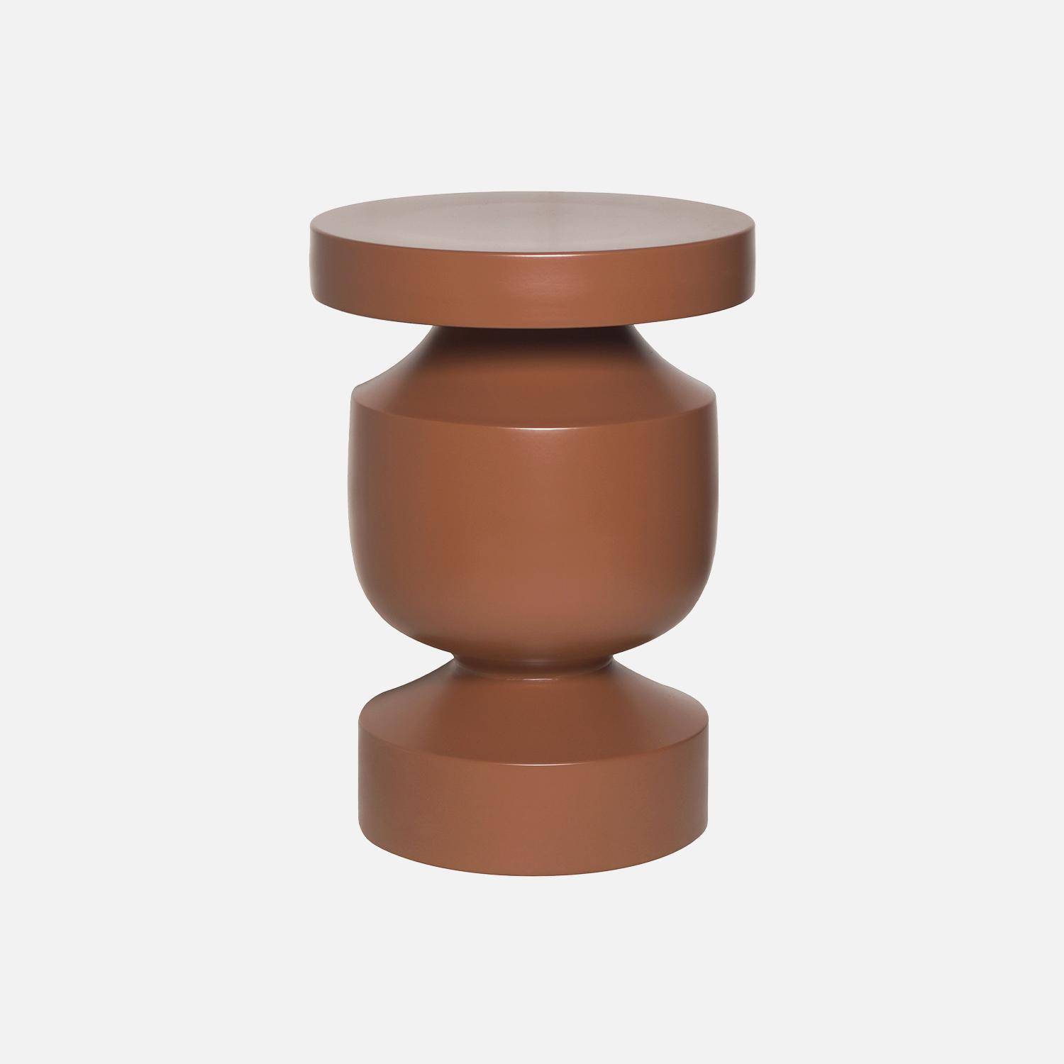 Table d'appoint, bout de canapé, table de chevet en métal coloris terracotta, Alma, Ø30,5 x H 46,5cm Photo1