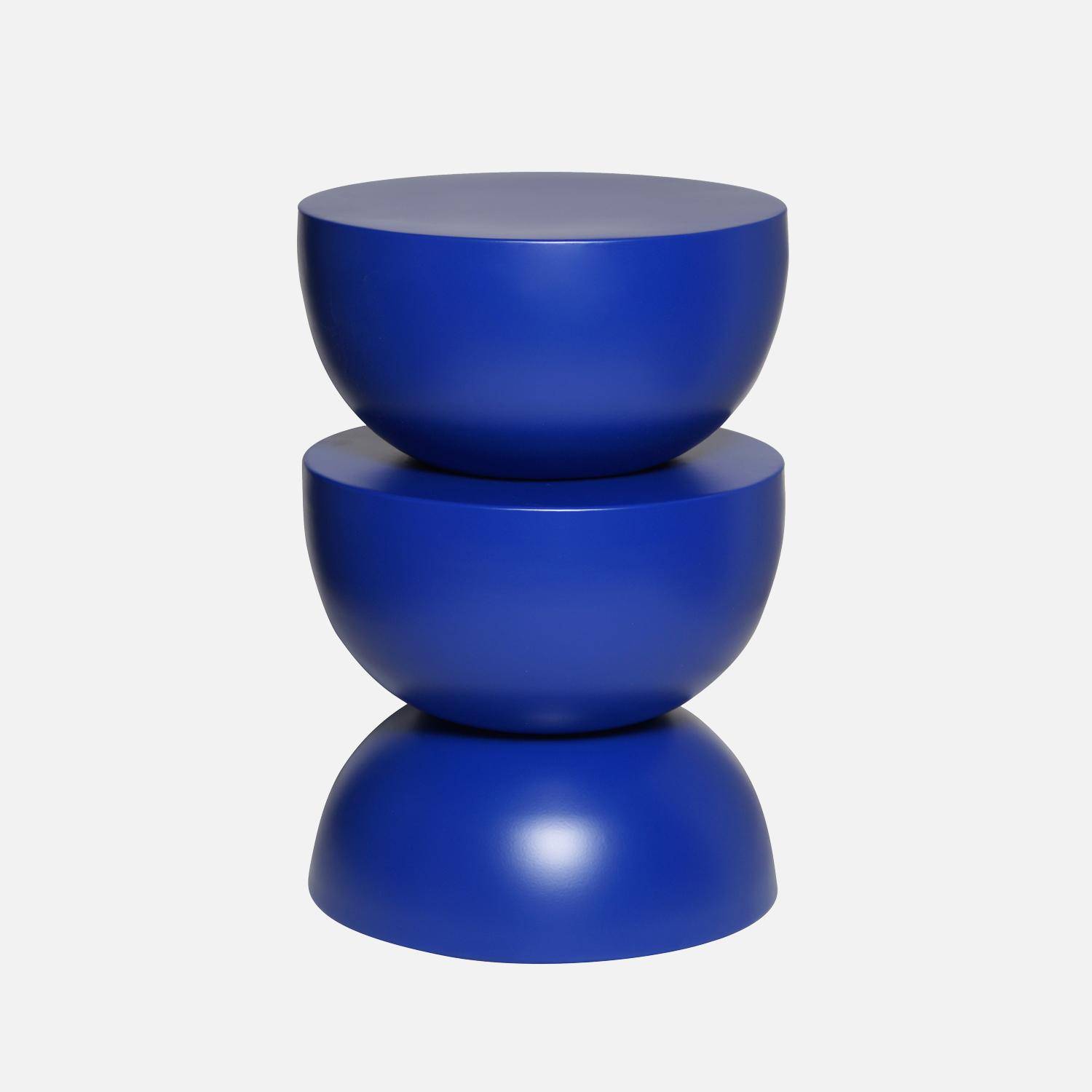 Table d'appoint, bout de canapé, table de chevet en métal, bleu, Coumba, Ø32 x H 46,5cm,sweeek,Photo2