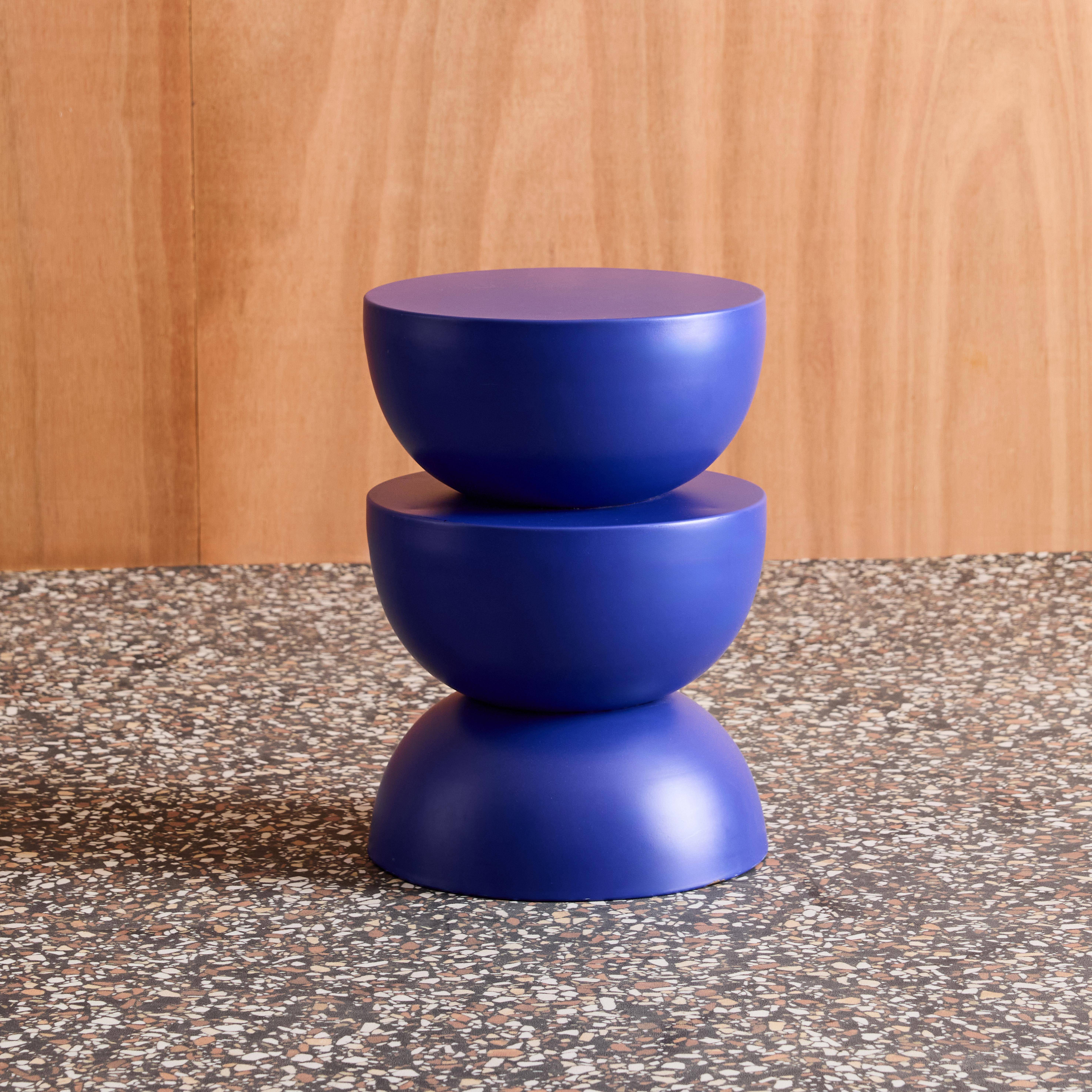 Table d'appoint, bout de canapé, table de chevet en métal, bleu, Coumba, Ø32 x H 46,5cm Photo1