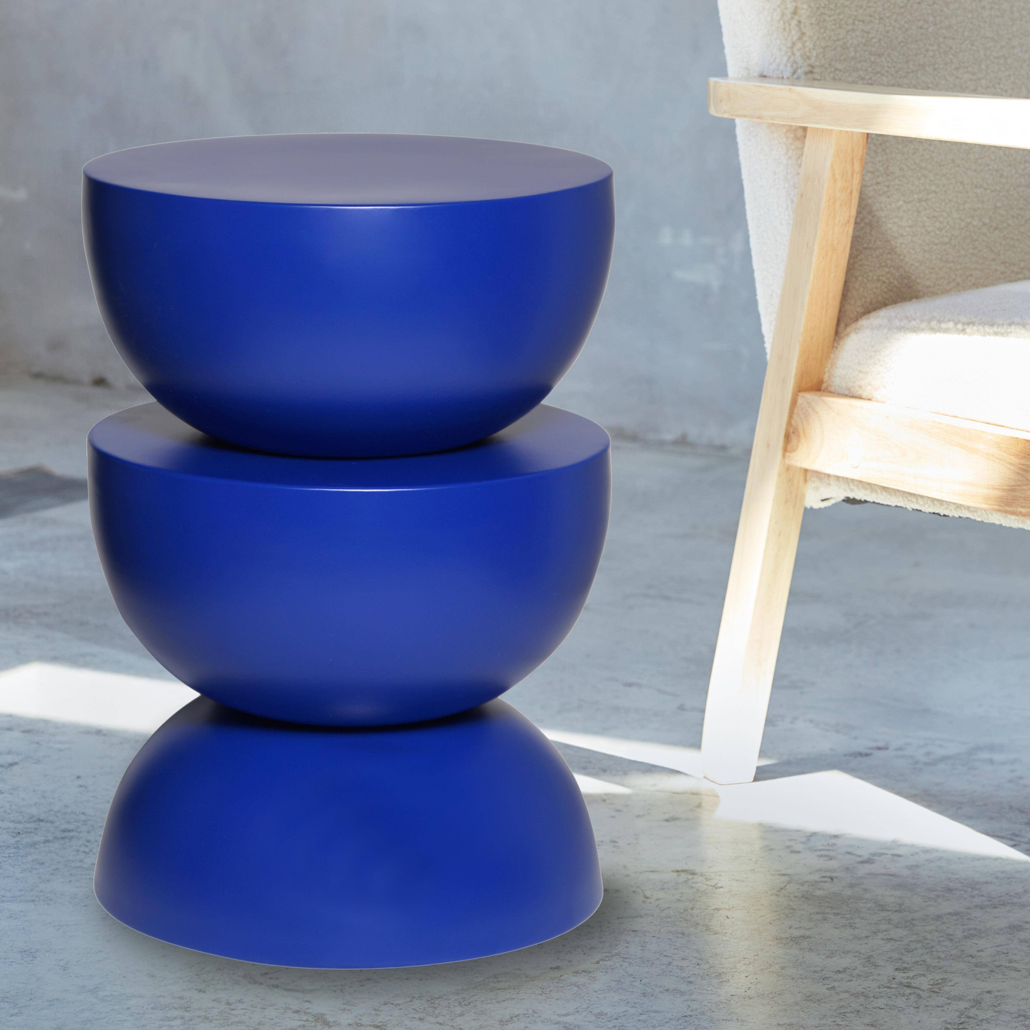 Table d'appoint, bout de canapé, table de chevet en métal, bleu, Coumba, Ø32 x H 46,5cm,sweeek,Photo1