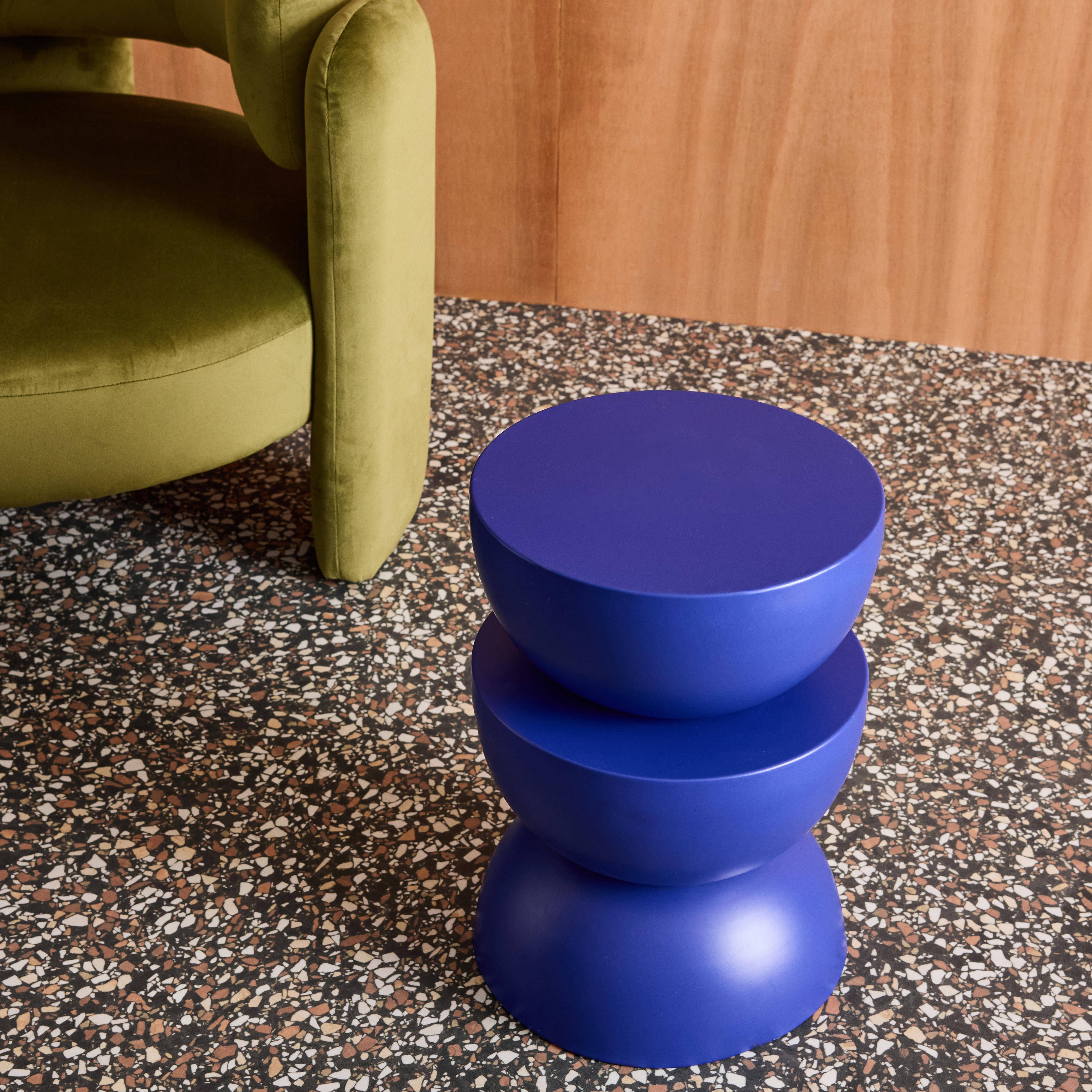 Bijzettafel, hoektafel, nachttafeltje in metaal Ø32 x 46,5cm blauw - Coumba Photo4