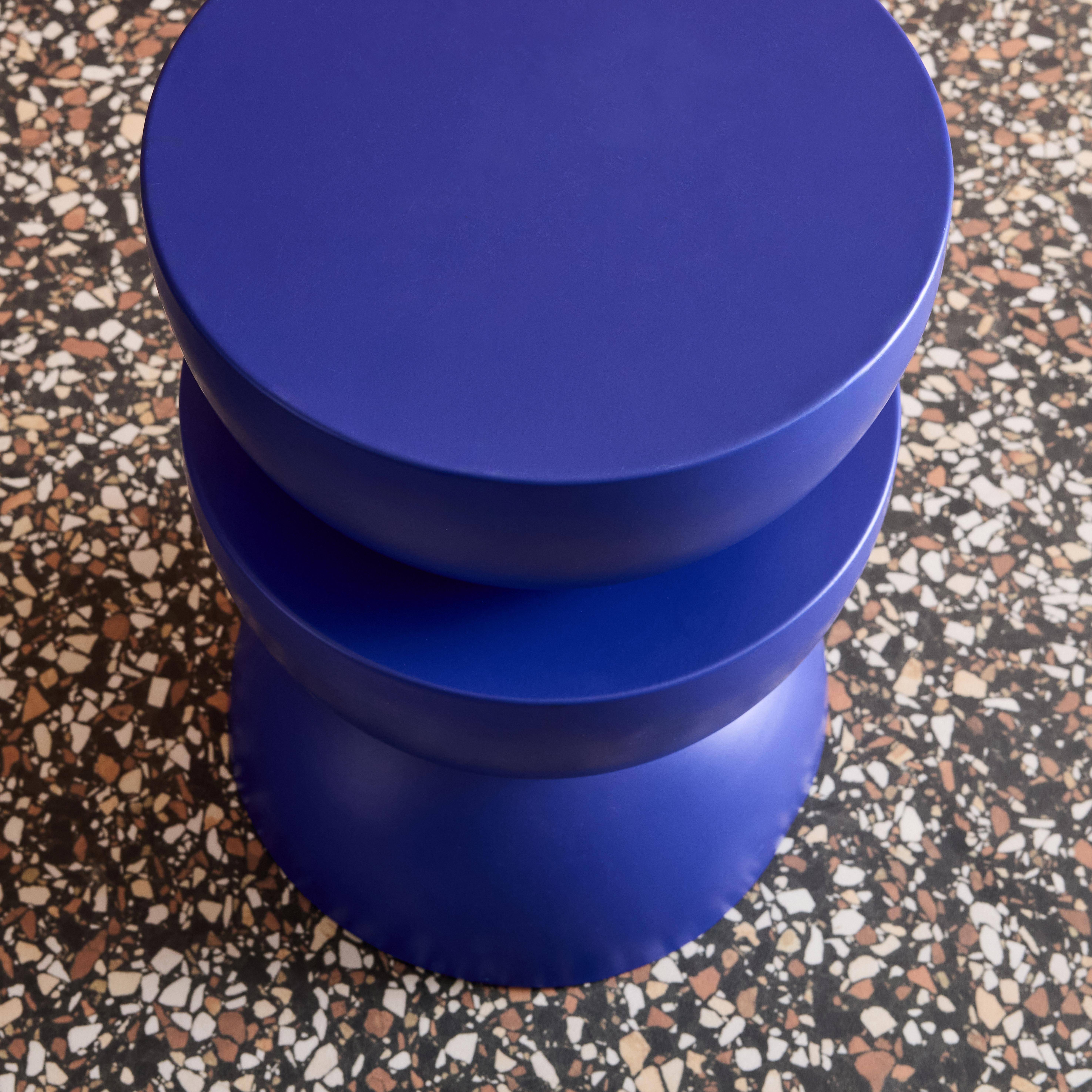 Bijzettafel, hoektafel, nachttafeltje in metaal Ø32 x 46,5cm blauw - Coumba,sweeek,Photo5