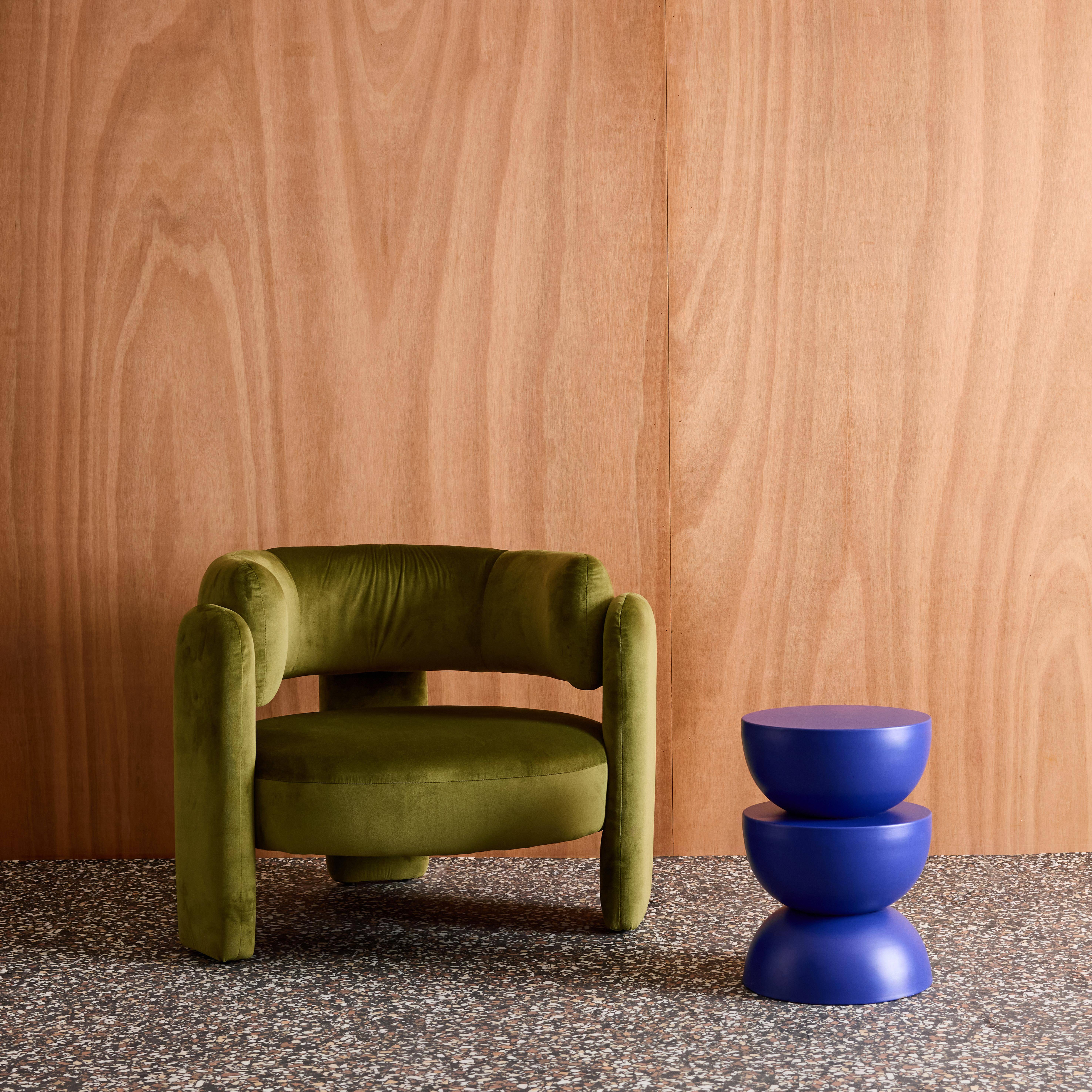 Bijzettafel, hoektafel, nachttafeltje in metaal Ø32 x 46,5cm blauw - Coumba,sweeek,Photo2