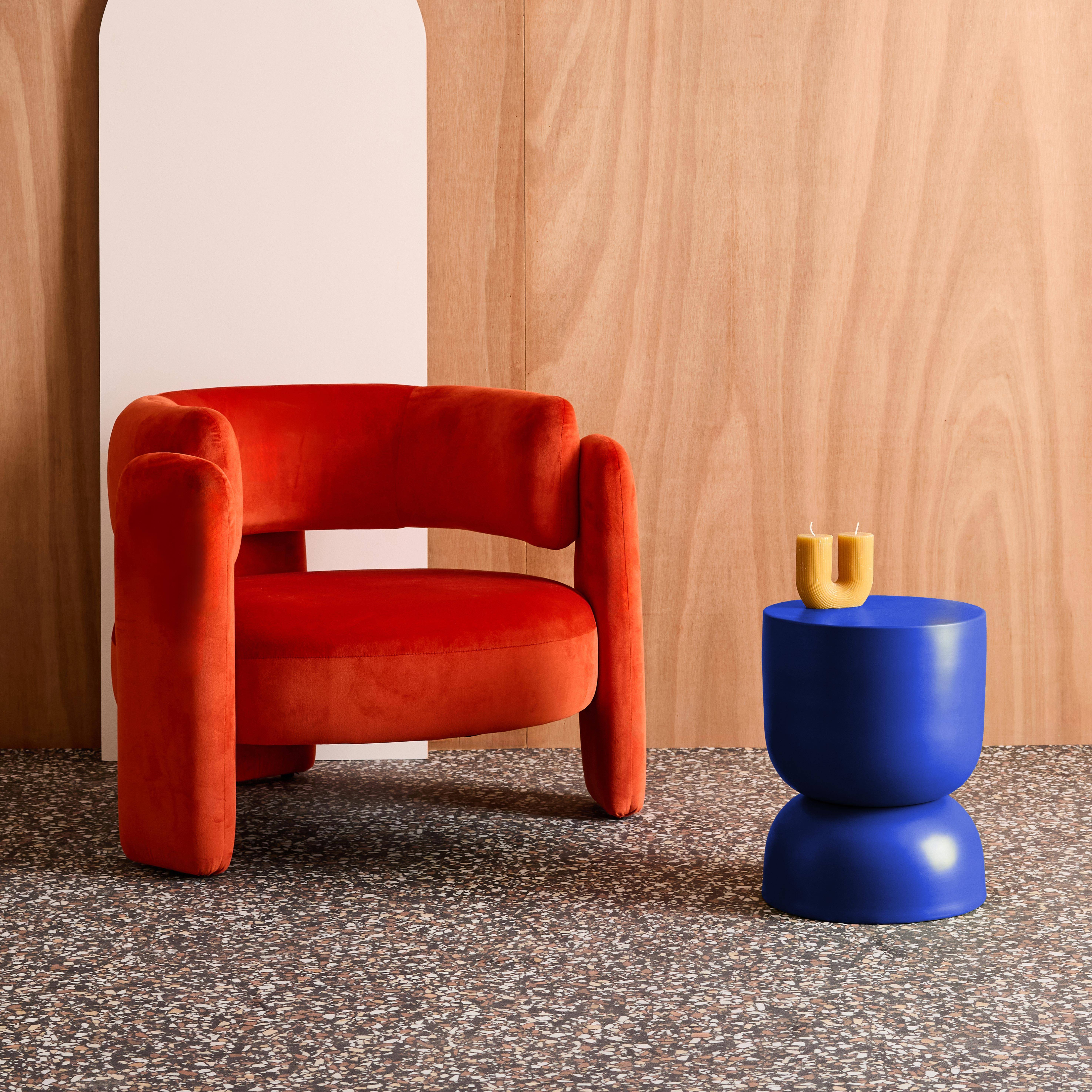 Table d'appoint, bout de canapé, table de chevet en métal, bleu Madi Ø32 x H 42cm Photo2