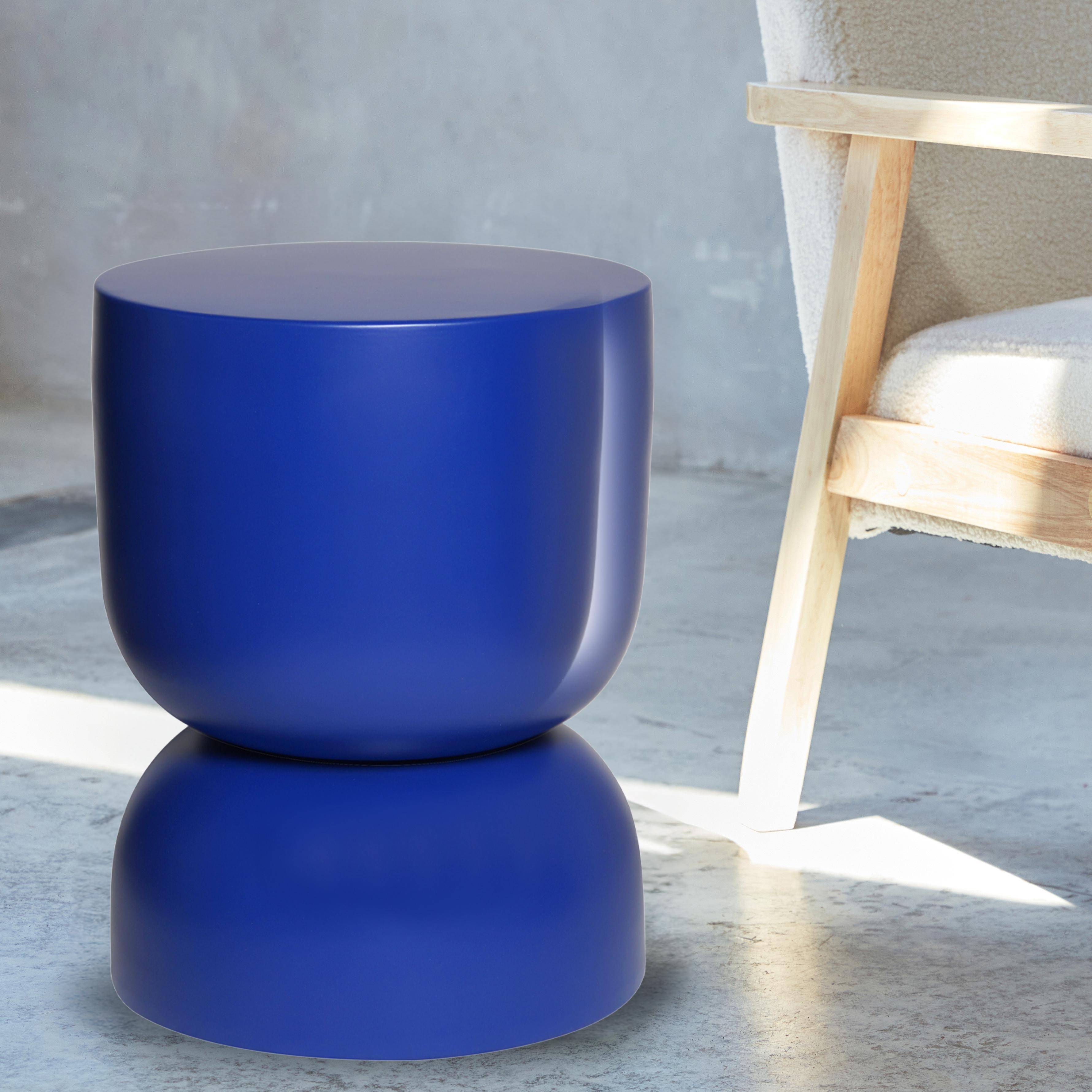 Table d'appoint, bout de canapé, table de chevet en métal, bleu Madi Ø32 x H 42cm,sweeek,Photo1