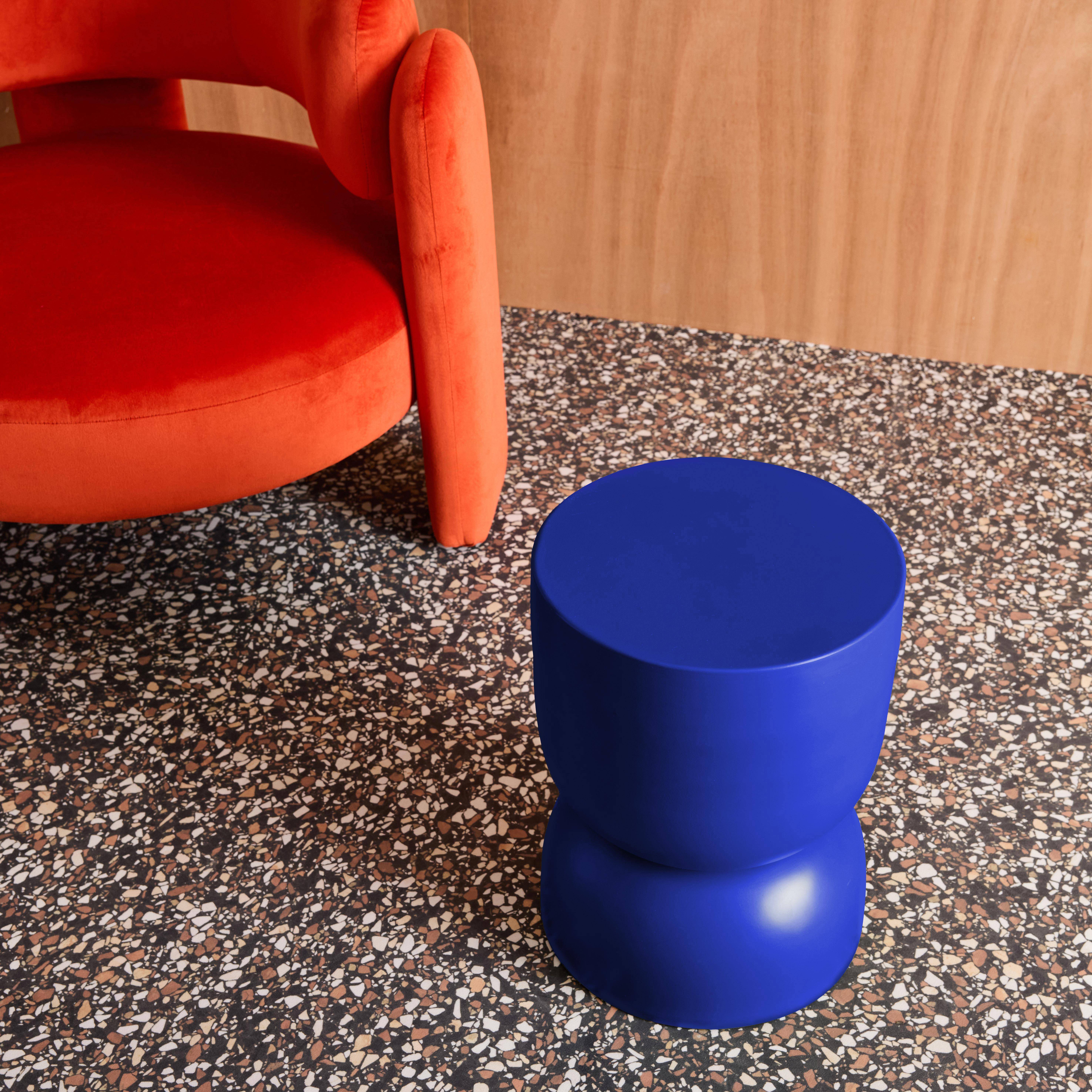 Table d'appoint, bout de canapé, table de chevet en métal, bleu Madi Ø32 x H 42cm,sweeek,Photo4