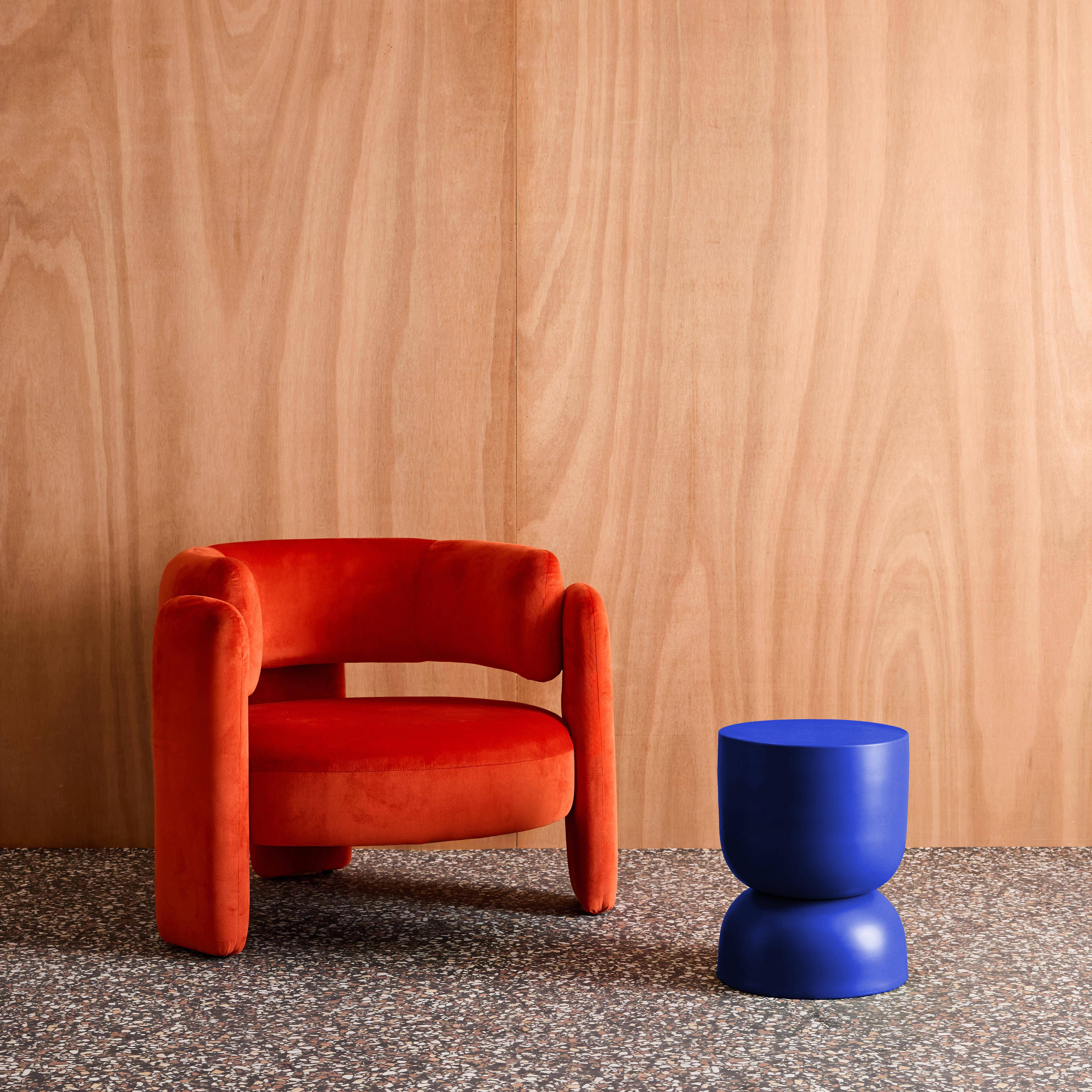 Table d'appoint, bout de canapé, table de chevet en métal, bleu Madi Ø32 x H 42cm Photo3