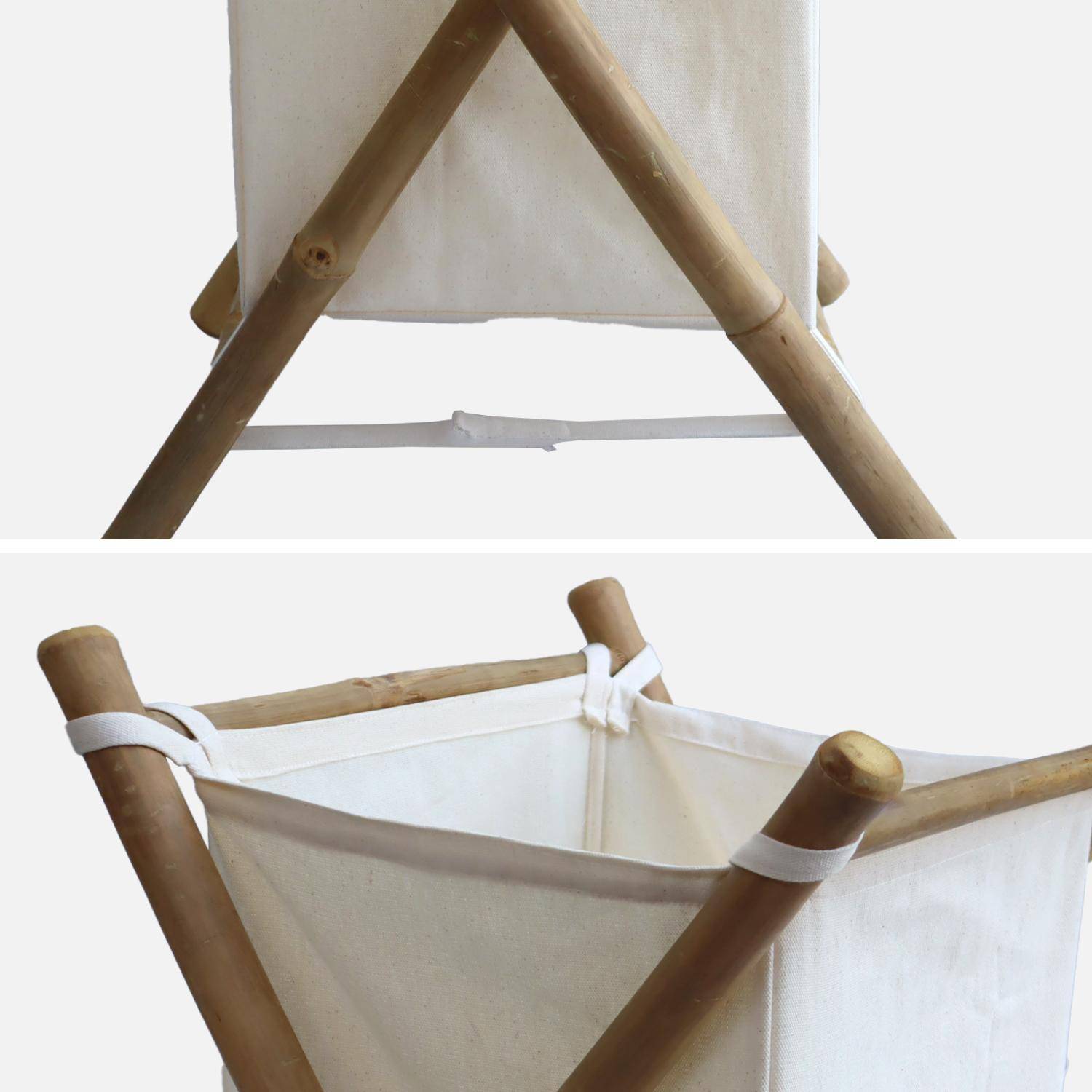 Panier à linge pliable en bambou et tissu  Photo4