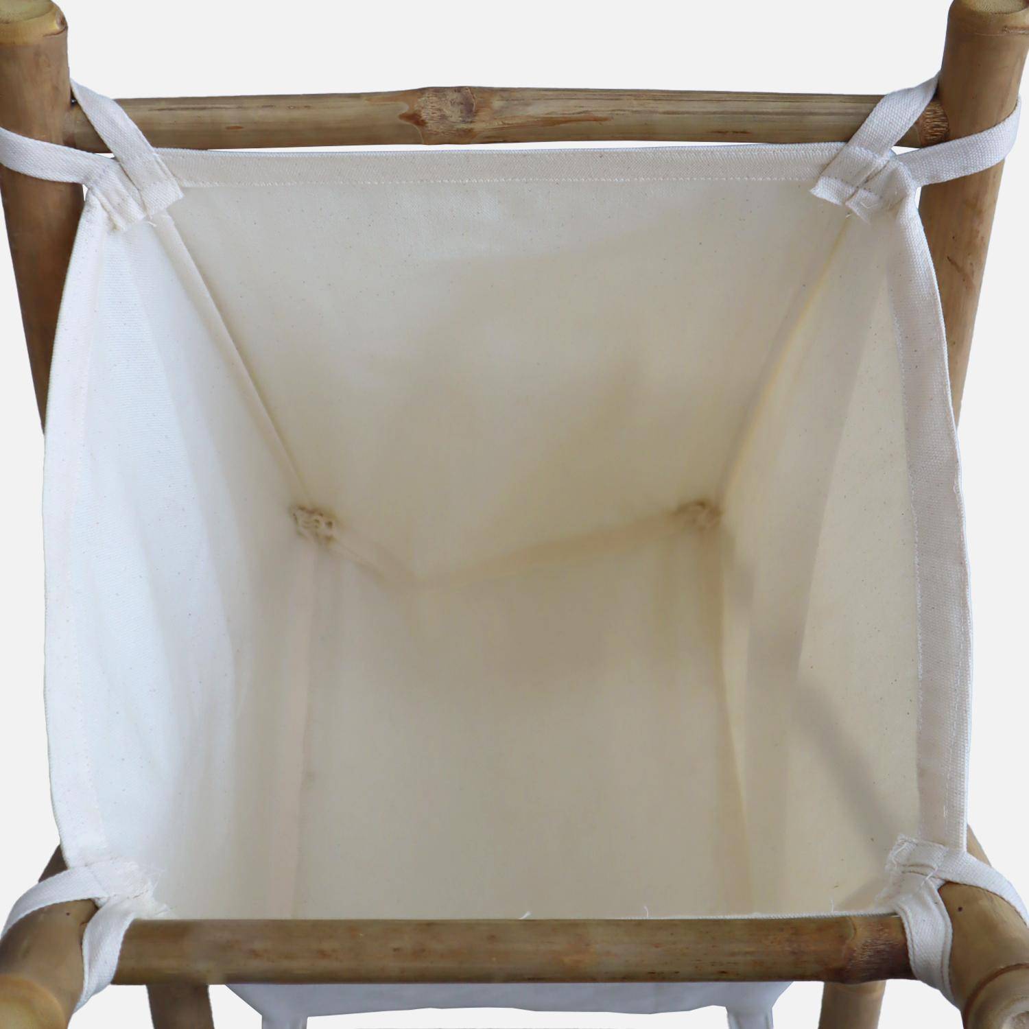 Panier à linge pliable en bambou et tissu  Photo5