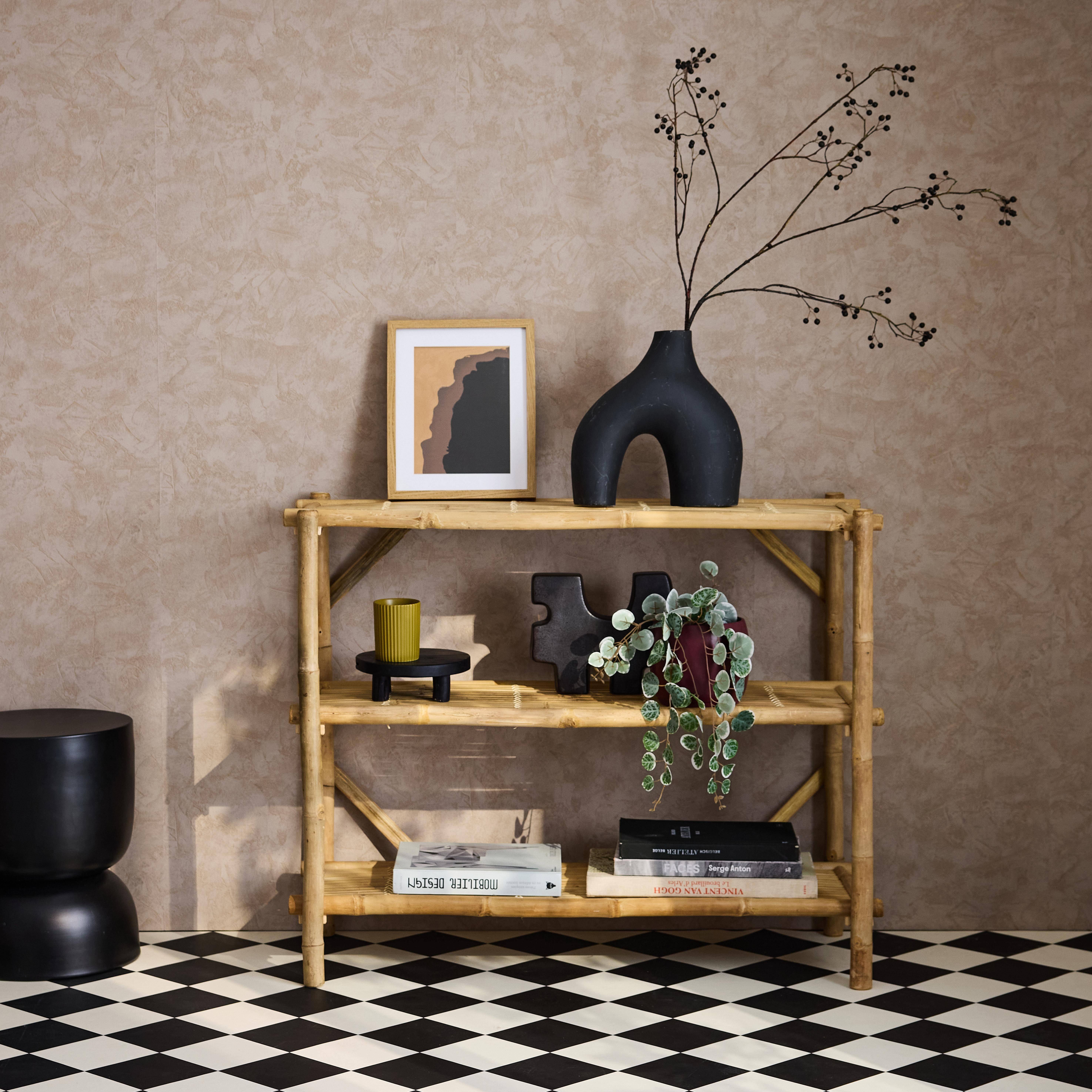 3-shelf bamboo console, Fidji, Natural, 100x40x81 cm Photo1
