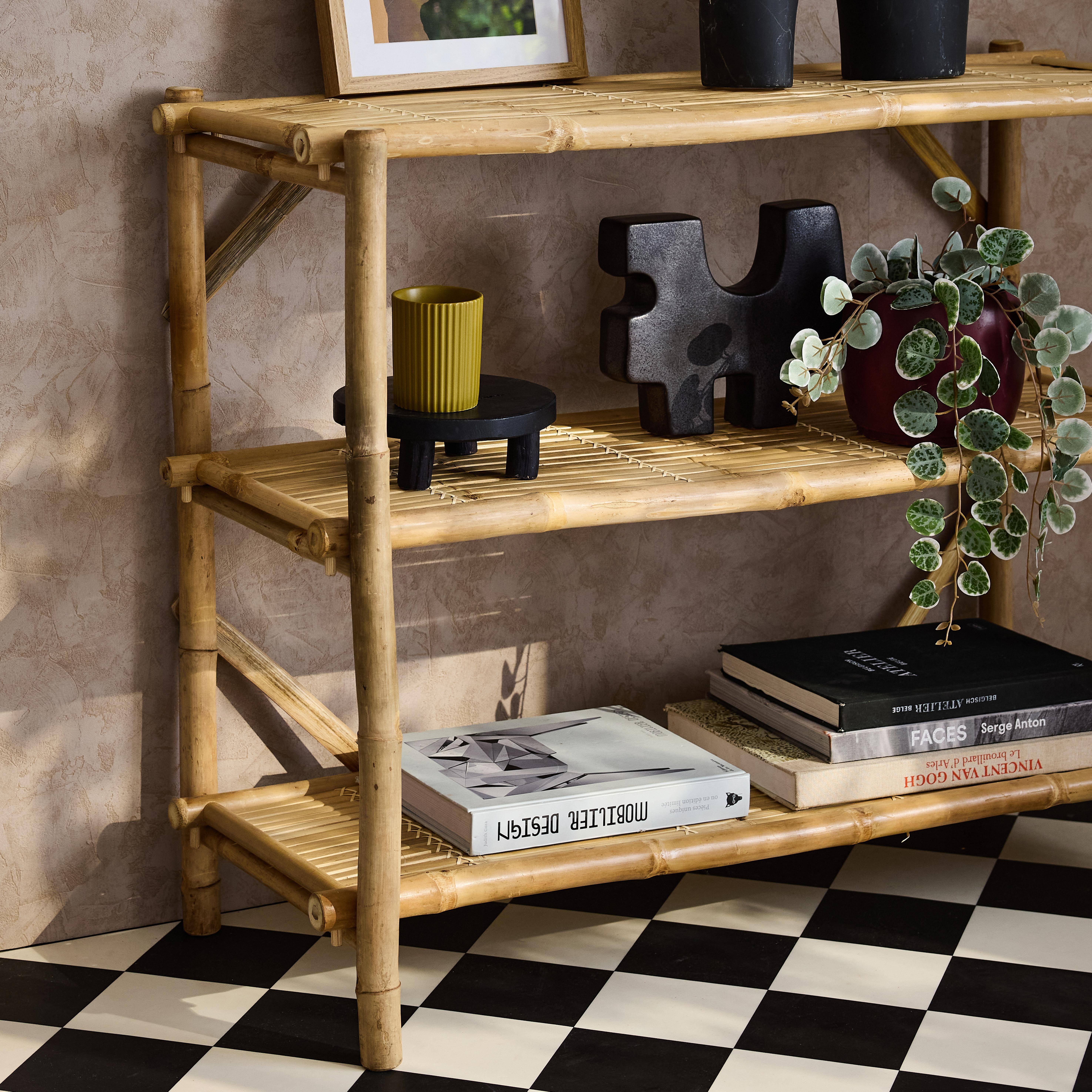 3-shelf bamboo console, Fidji, Natural, 100x40x81 cm Photo2
