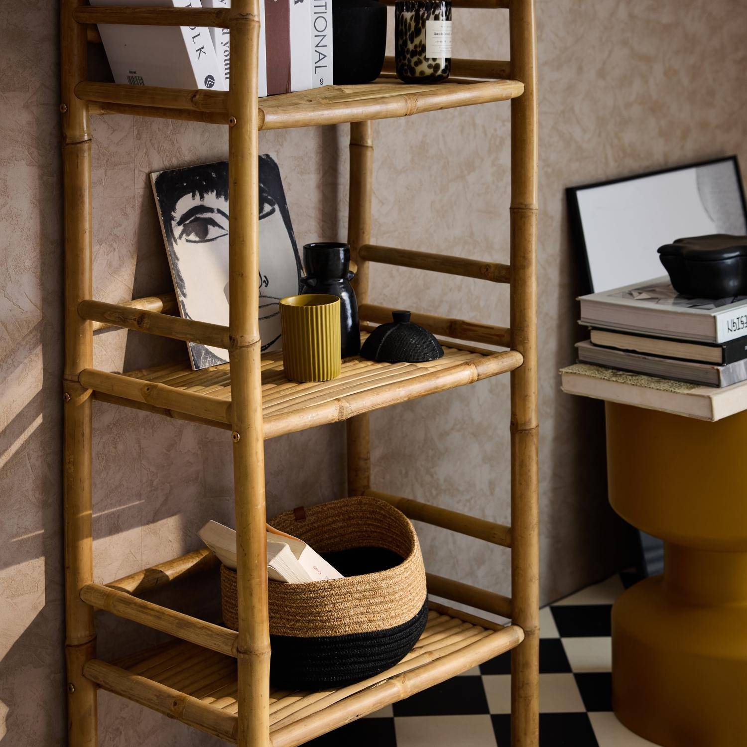 Estantería de bambú 4 niveles, 144cm Natural - 54x32x144 cm,sweeek,Photo2