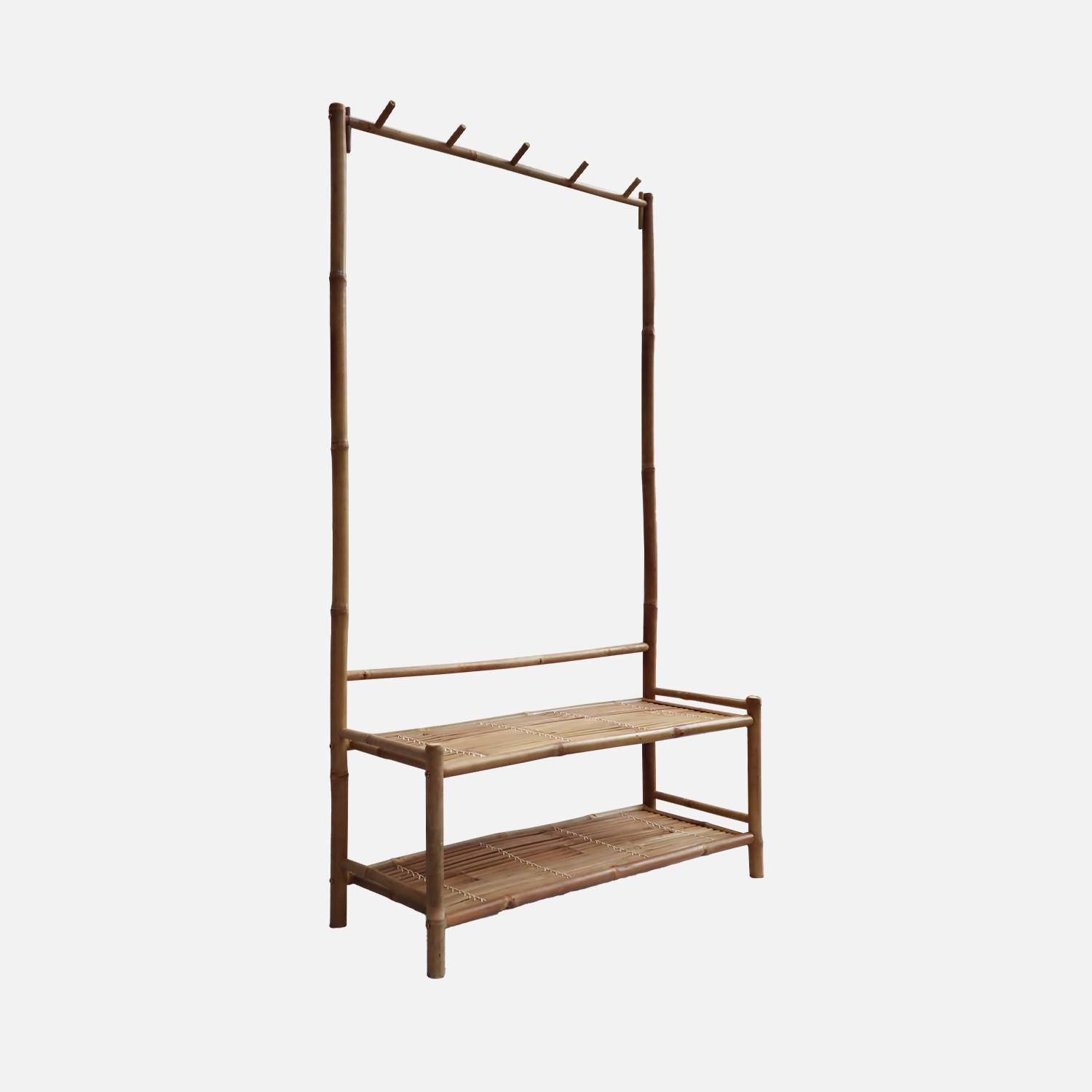 Mueble recibidor, perchero o toallero, Fidji, Natural, 102.4x40.2x180 cm,sweeek,Photo3