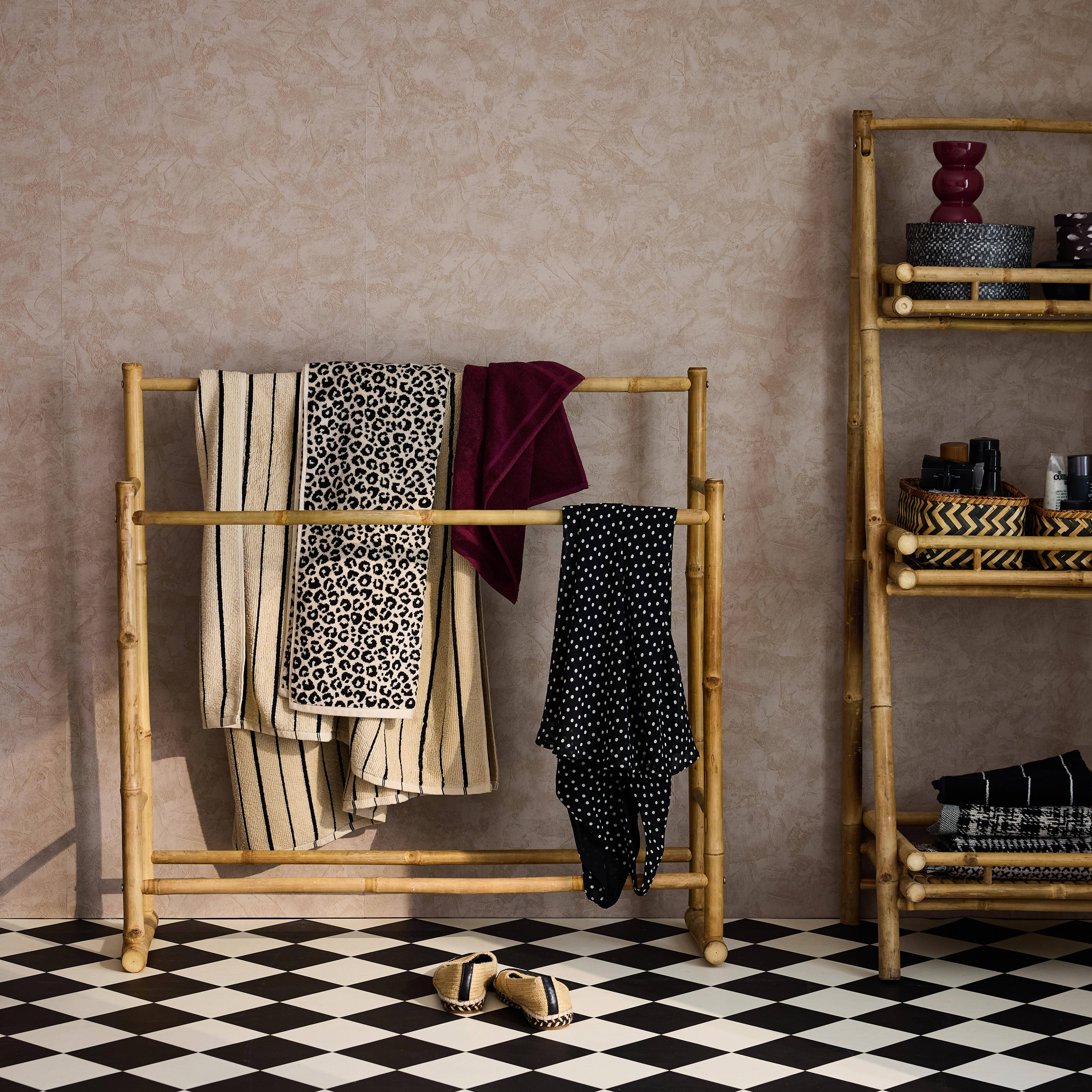 Dubbel bamboe handdoekenrek, badkamer Photo1