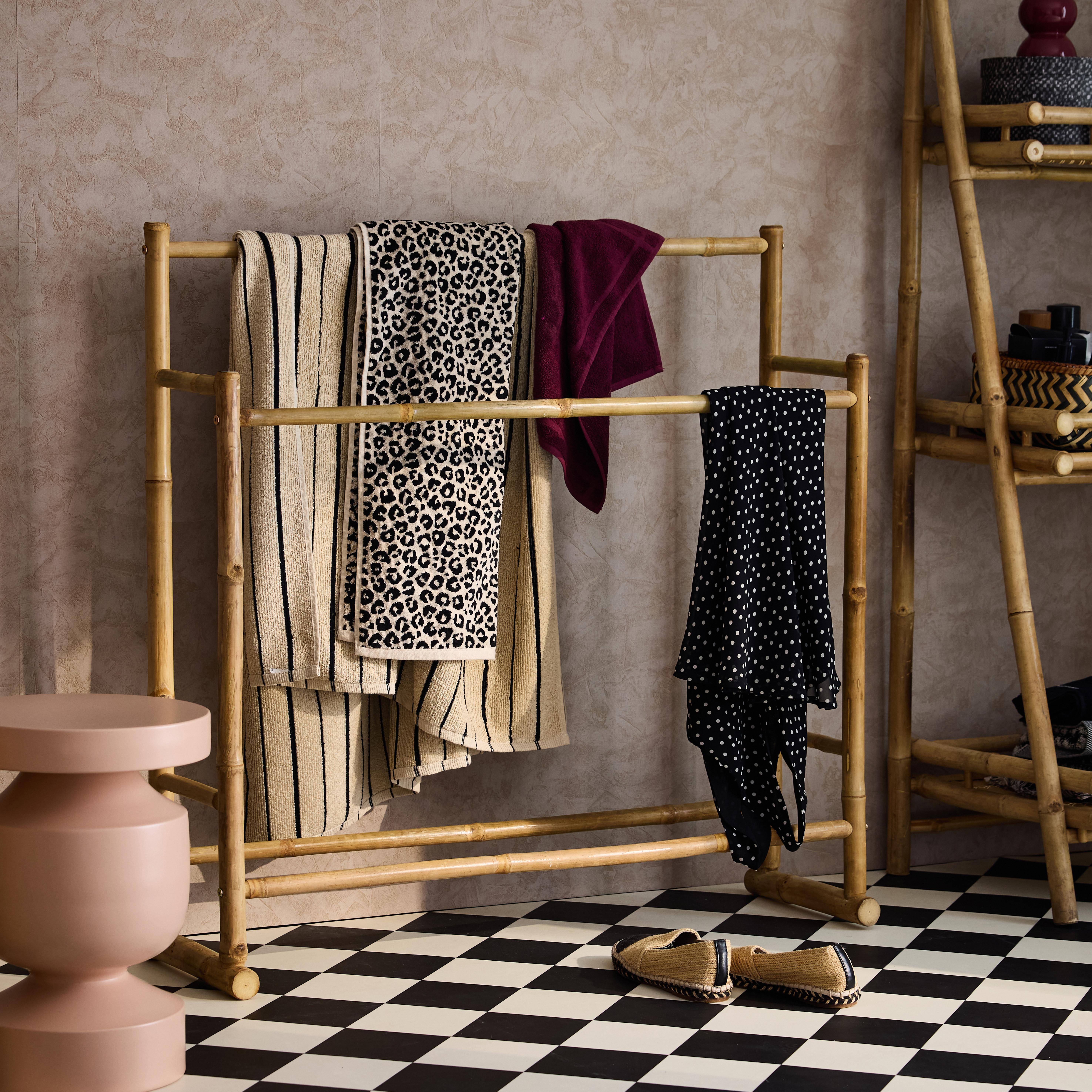 Dubbel bamboe handdoekenrek, badkamer Photo2