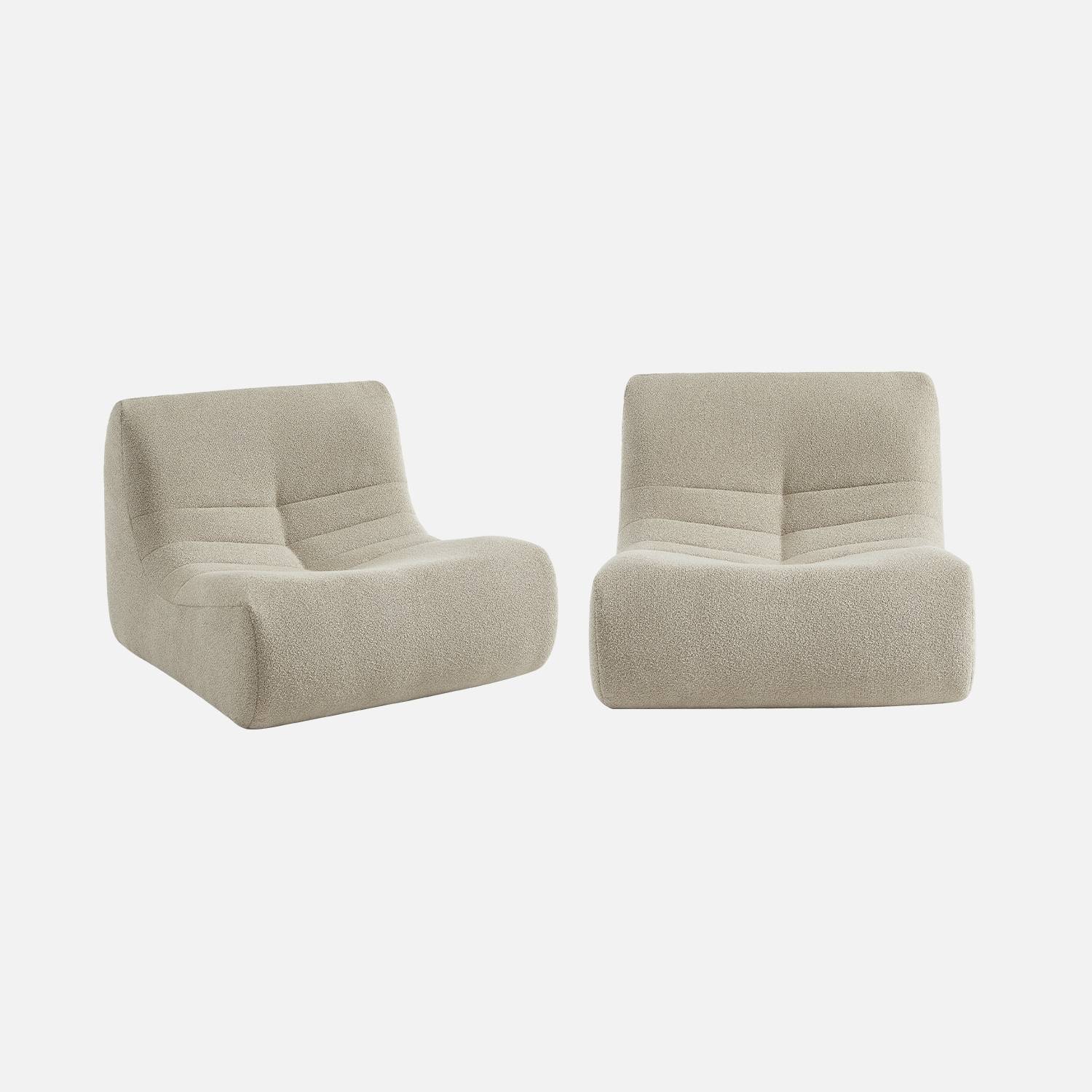 2 fauteuils chauffeuses bouclette texturée beige | sweeek