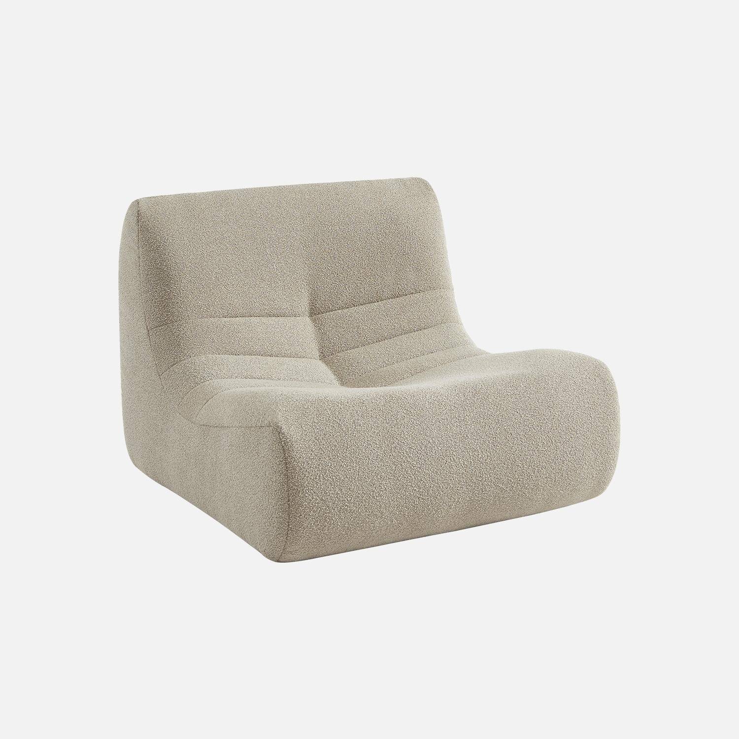 Set van 2 bouclé fauteuils met beige structuur, eigentijdse stijl, 1 zits Photo4