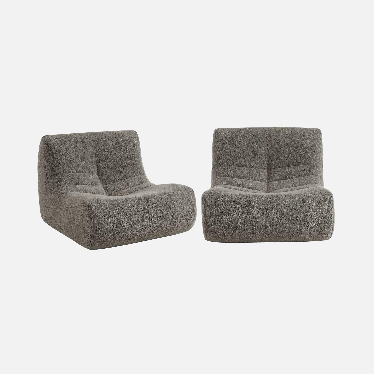 2 fauteuils chauffeuses bouclette texturée gris I sweeek