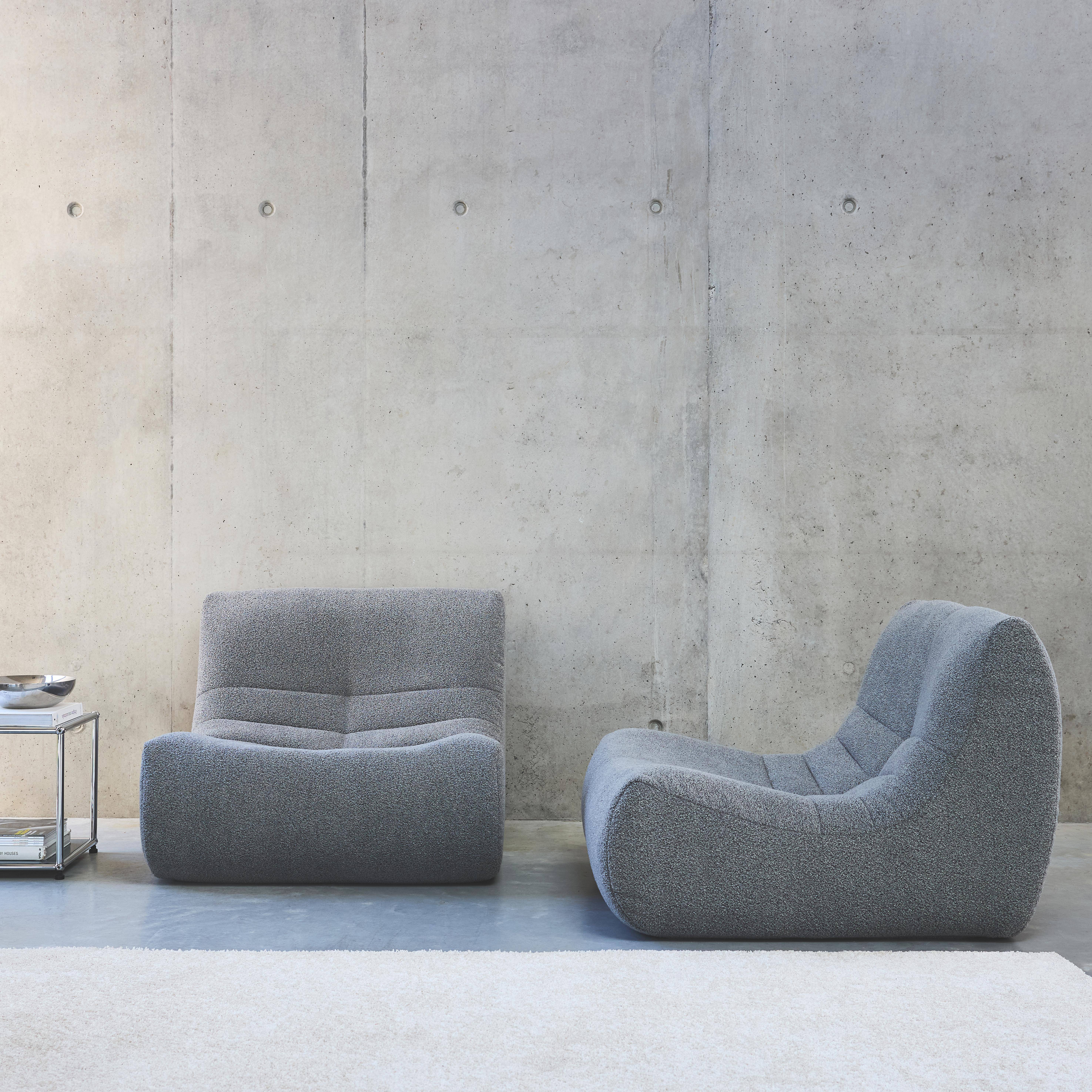 Lot de 2 fauteuils chauffeuses en bouclette texturée gris style contemporain 1 place Photo1