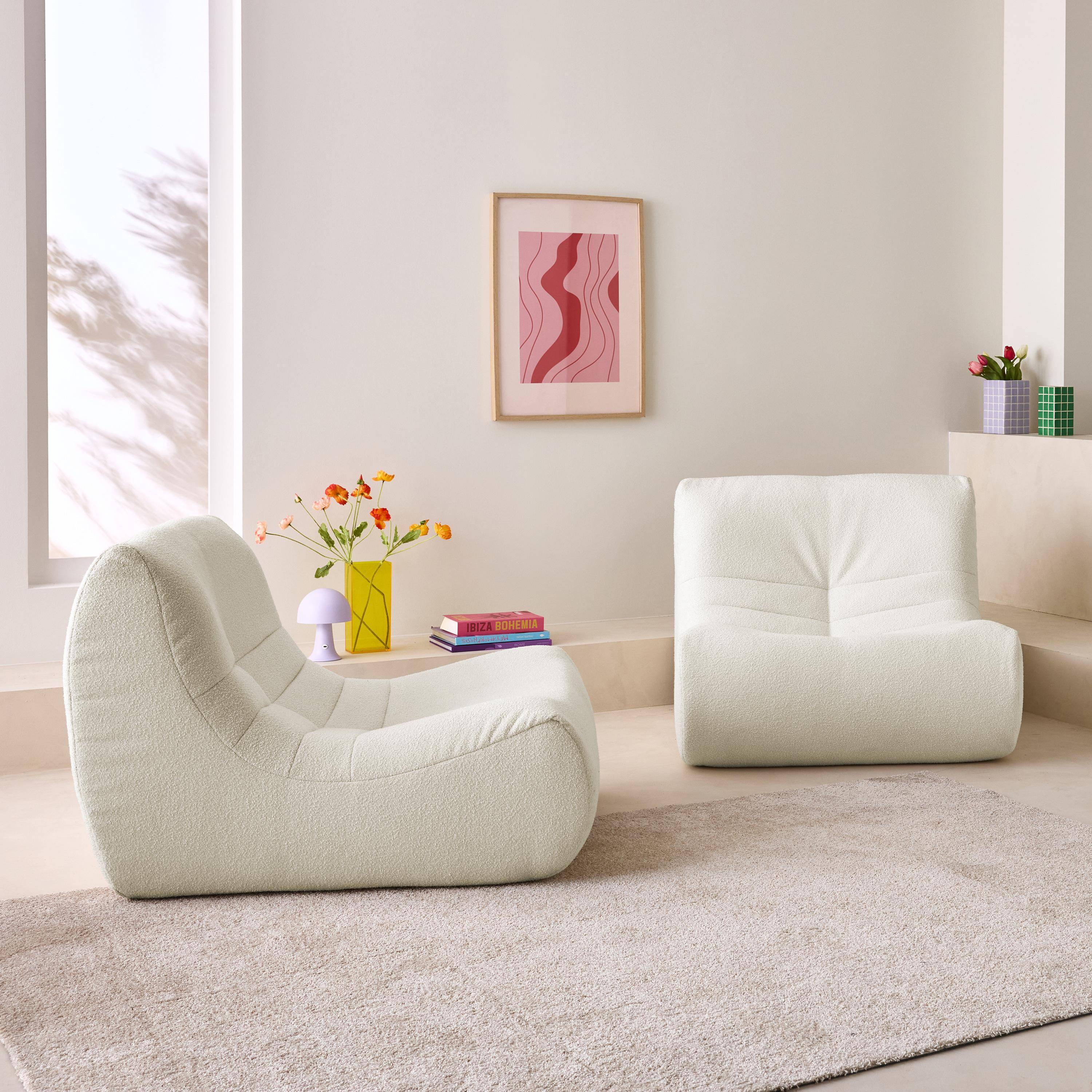 Divano modulare boucle, 2 posti Bianco - 91x105x72 cm,sweeek,Photo3