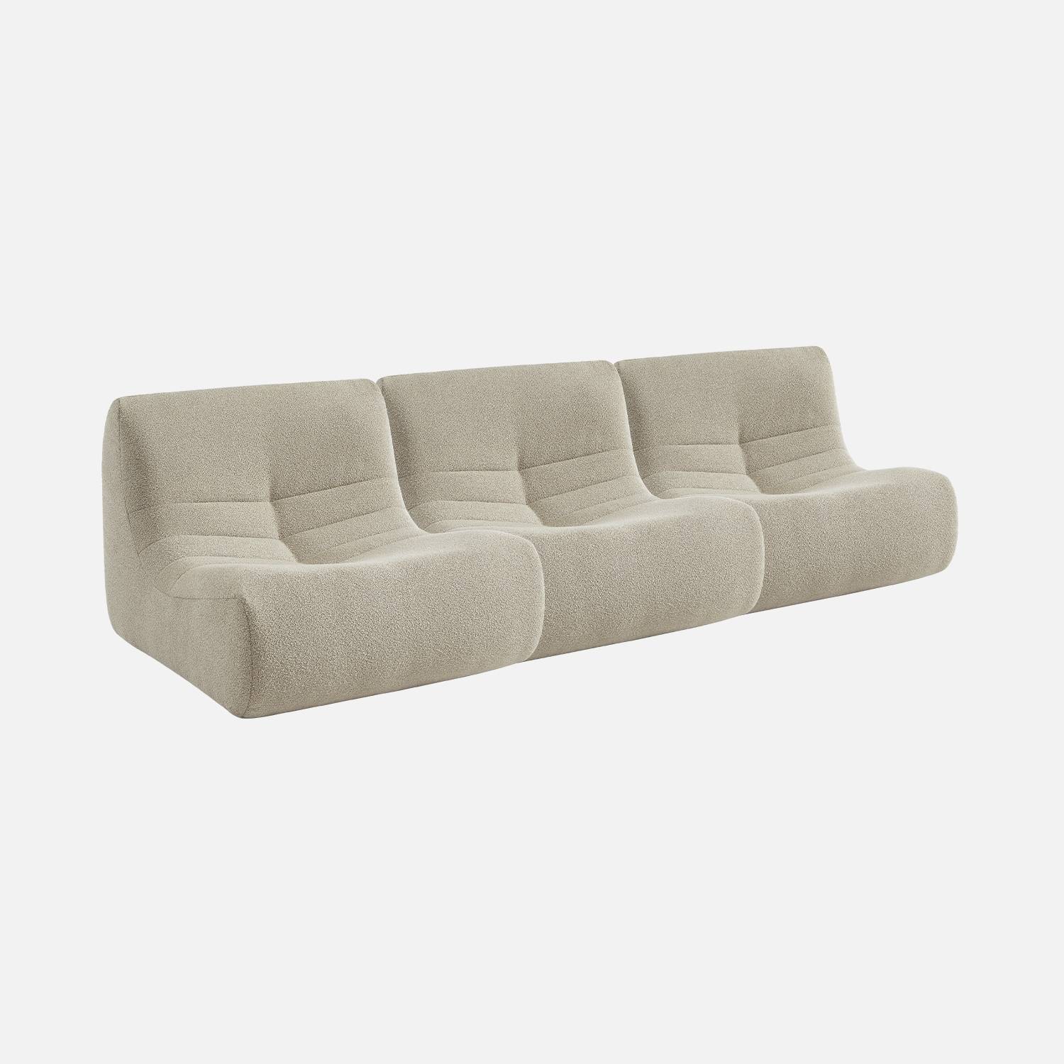 Silla regulable con textura rizada de 1 plaza, set de 3, Beige