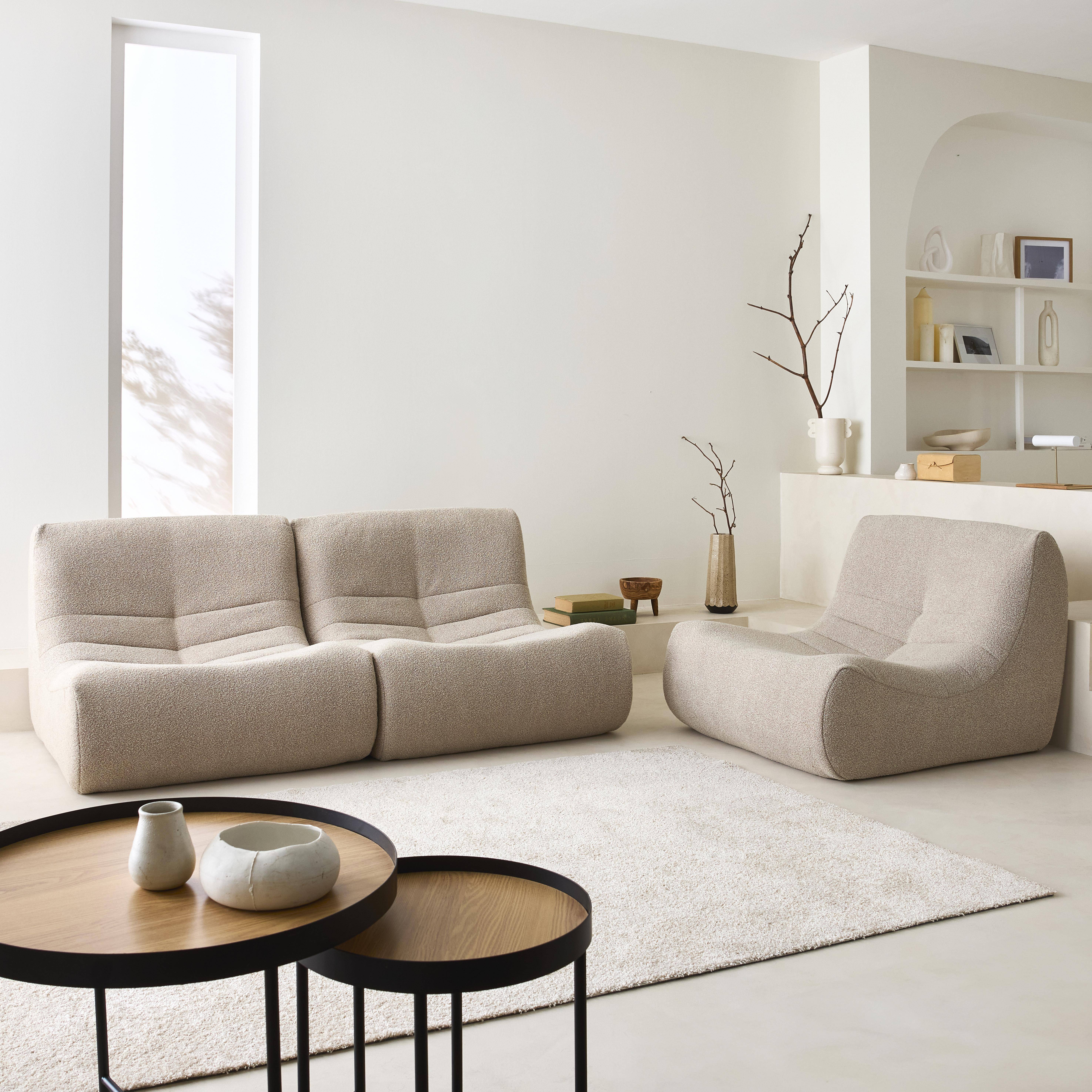 Set di 3 poltrone bouclé, Sokol, Beige, 91x105x72 cm Photo2