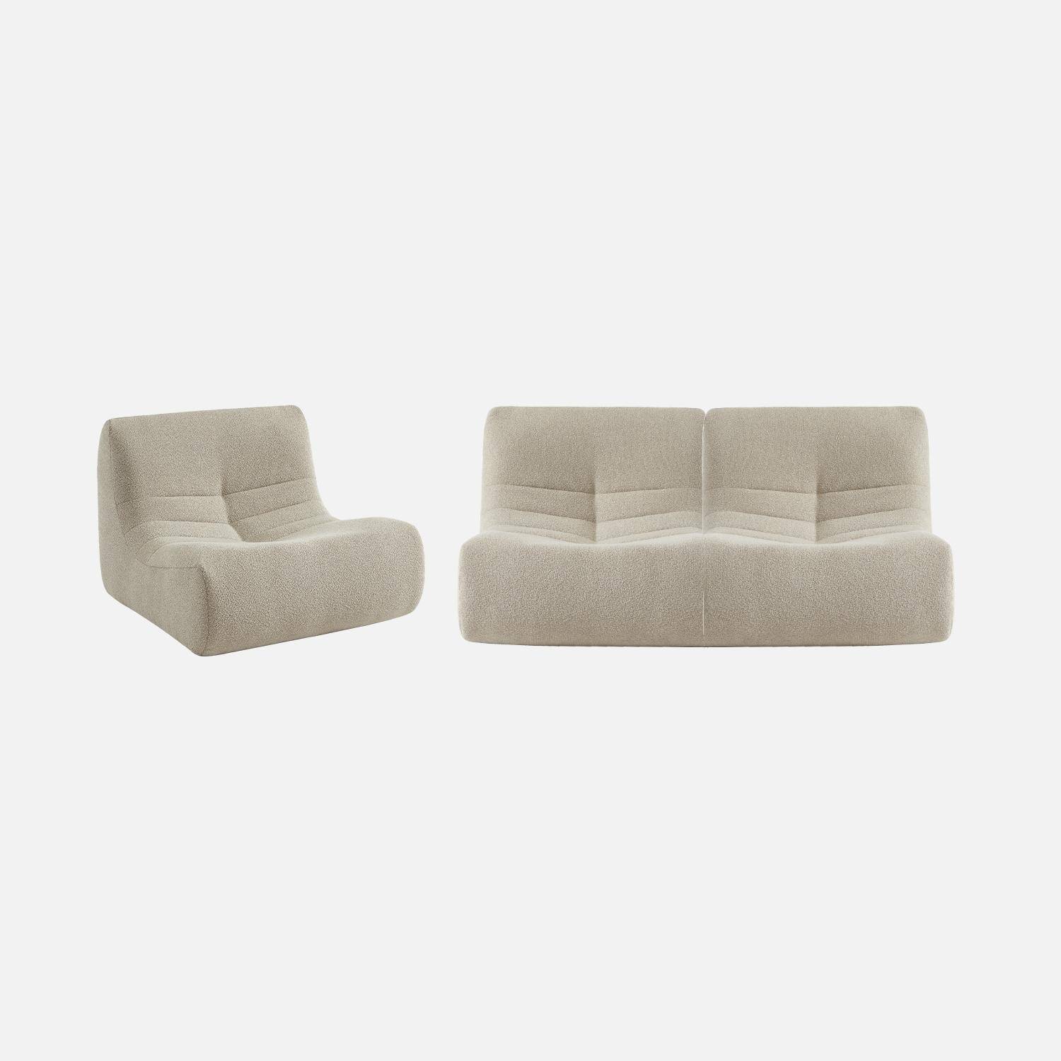 Set di 3 poltrone bouclé, Sokol, Beige, 91x105x72 cm Photo5