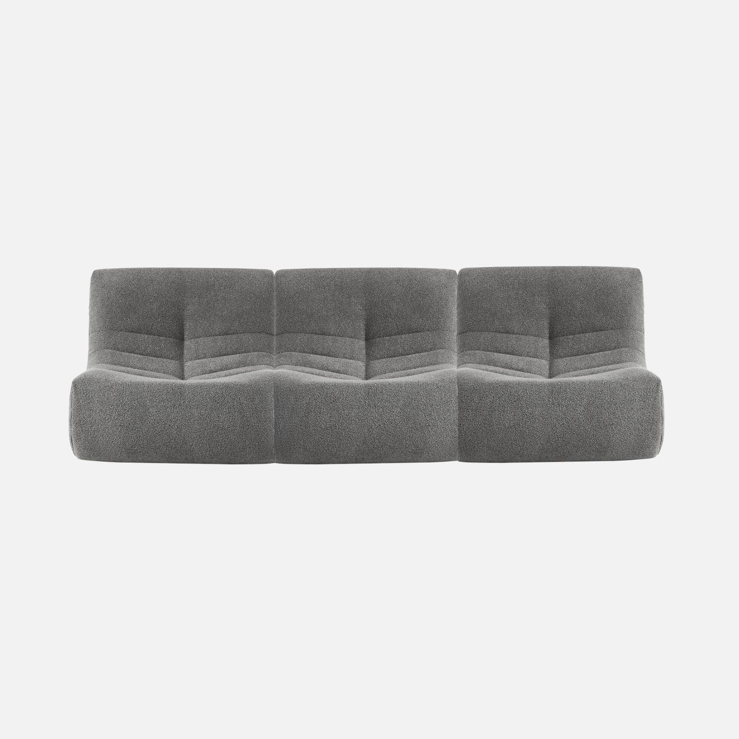 Set van 3 1-zits bouclé fauteuils met grijze textuur in eigentijdse stijl Photo5