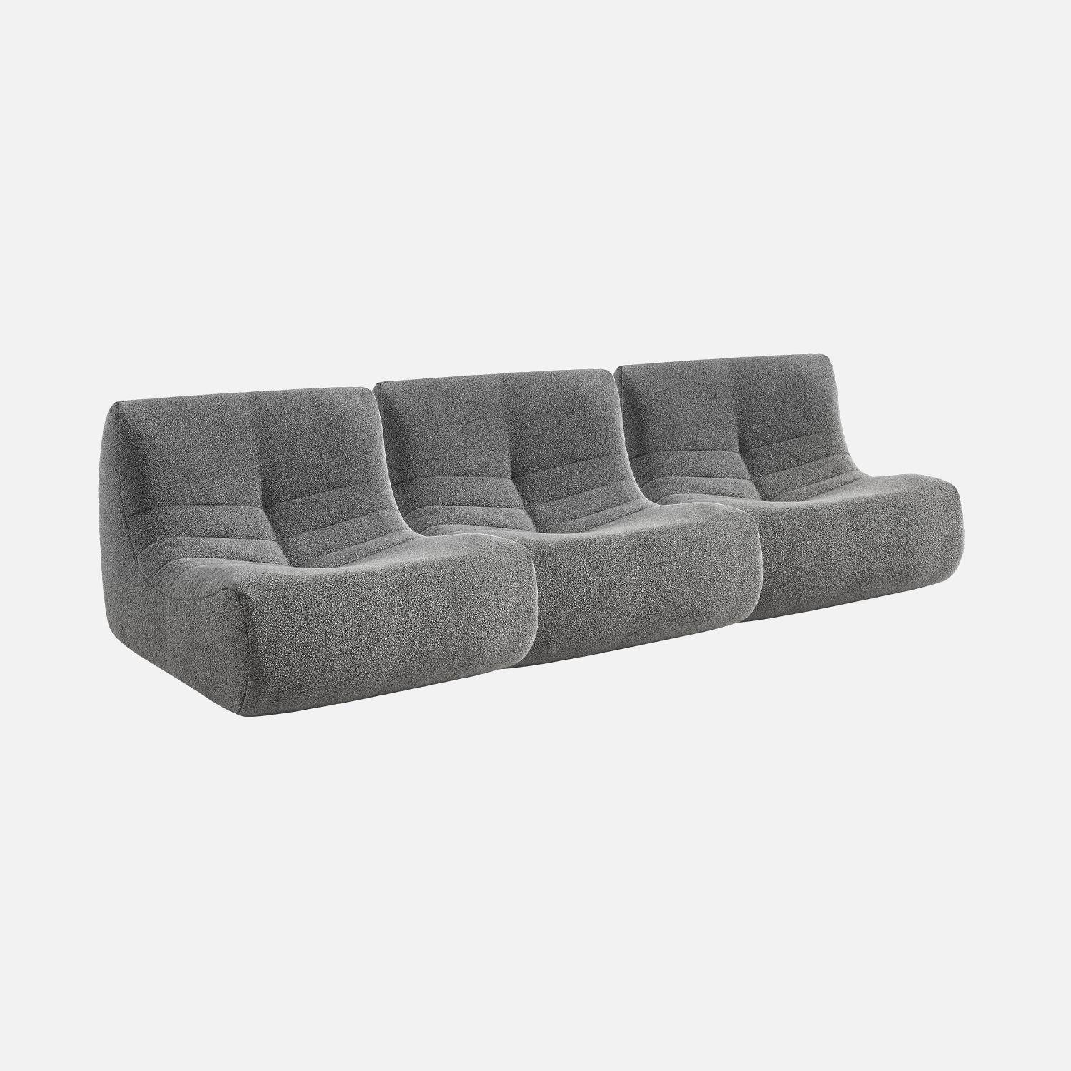 Set van 3 1-zits bouclé fauteuils met grijze textuur in eigentijdse stijl Photo4