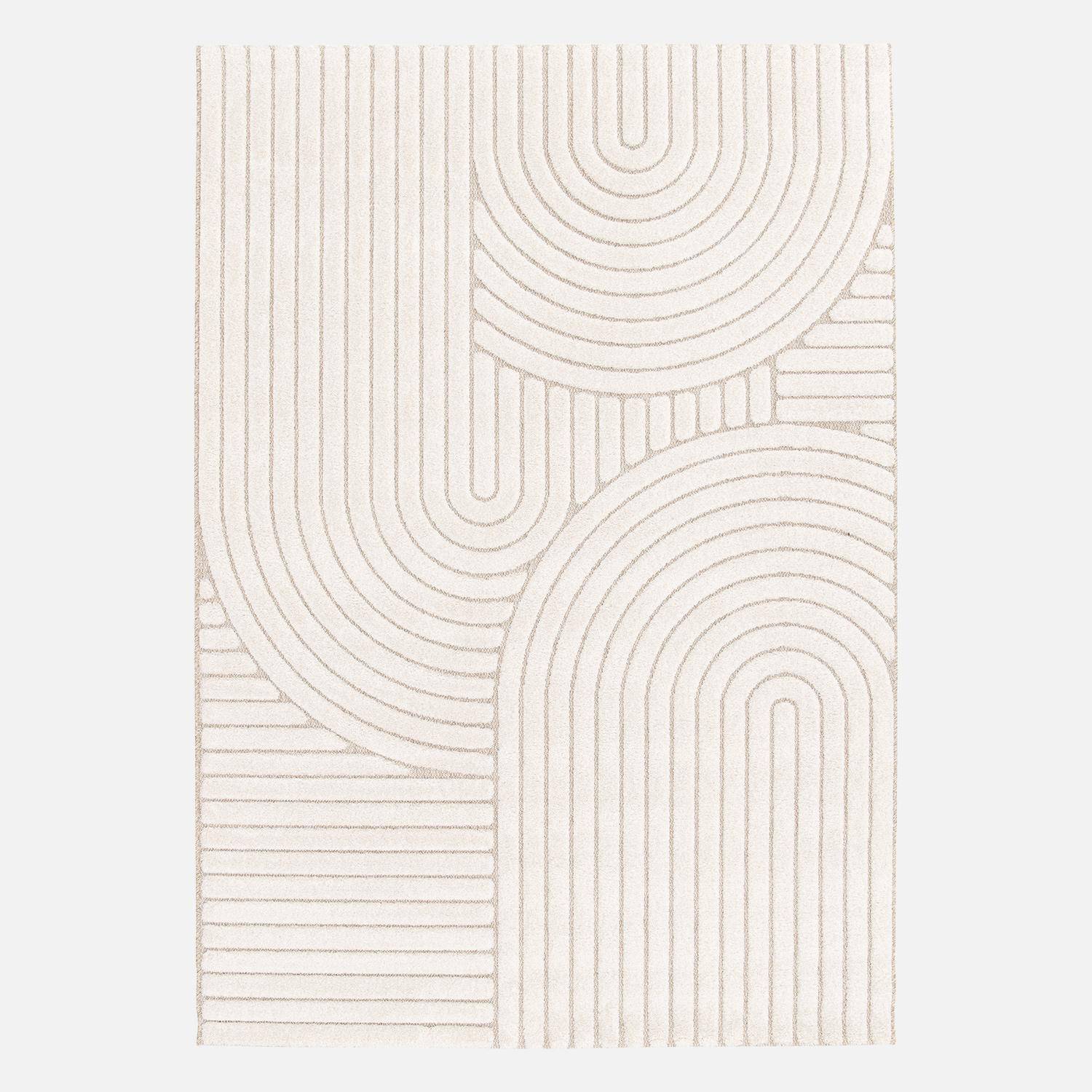 Binnentapijt met etnisch bogenpatroon 200x290cm, korte haren, beige en crème Photo3