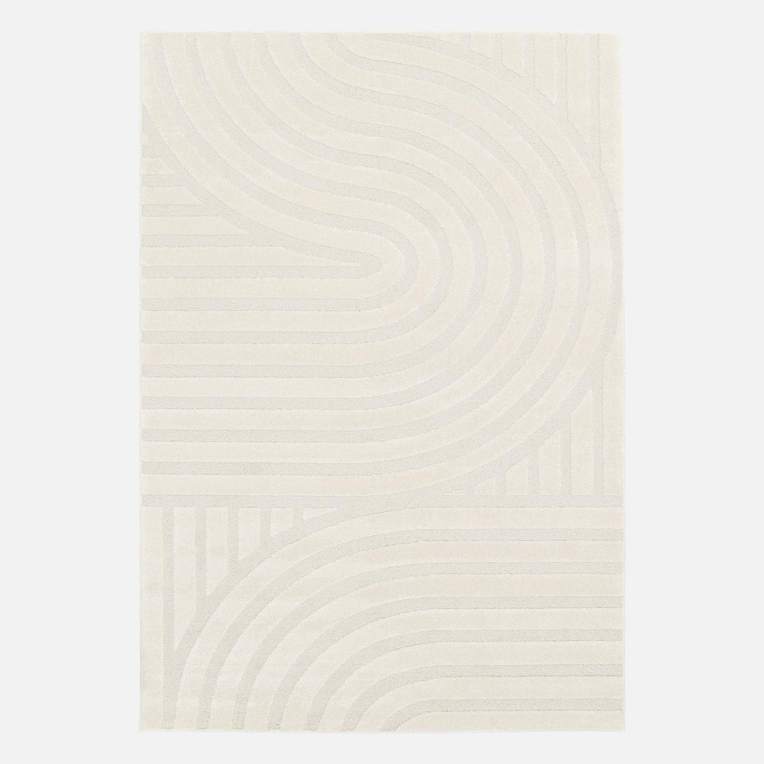 Tapis intérieur motifs arches, poils ras 200 x 290cm crème  Photo1