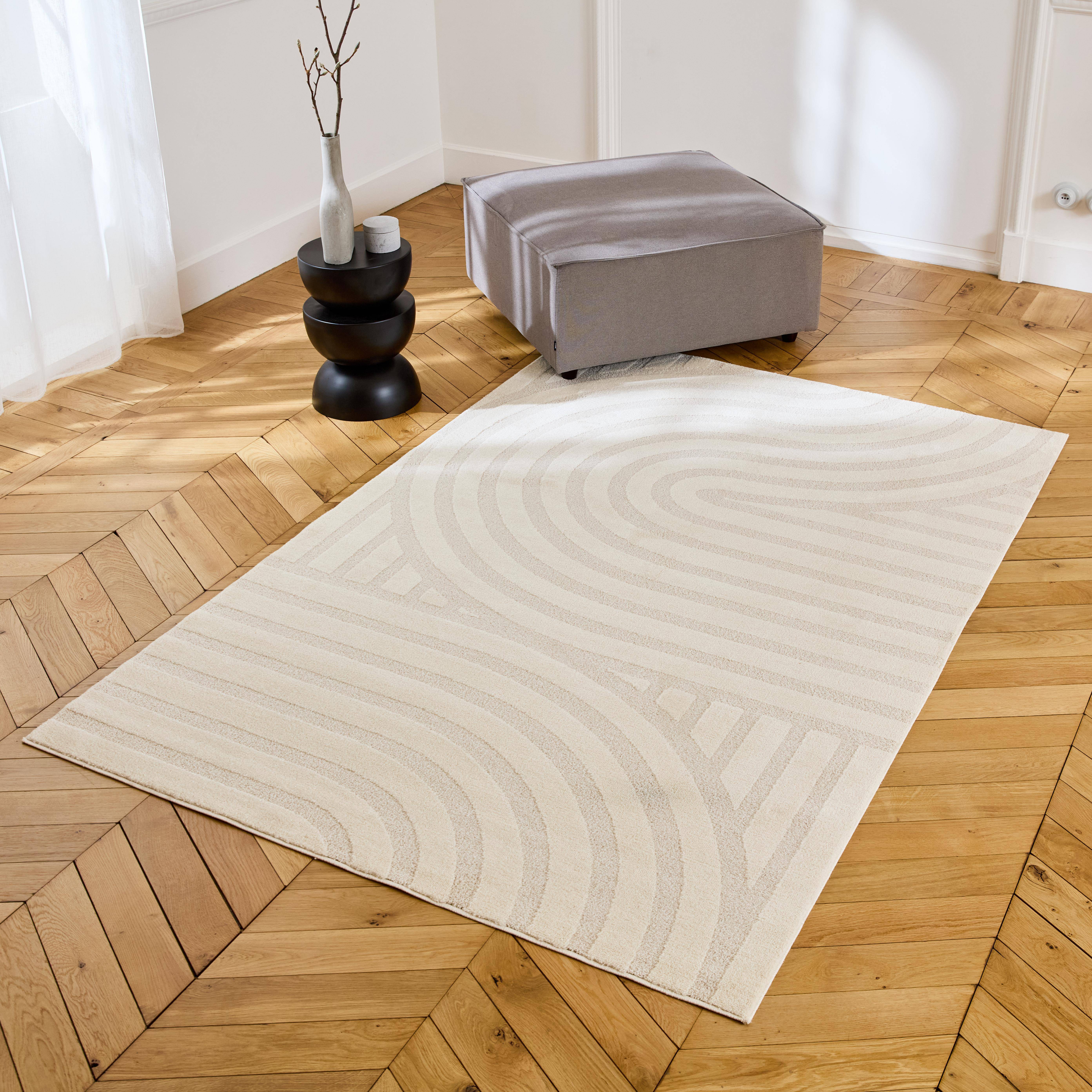 Alfombra interior con motivos de arcos crema., Blake, 150x80x0.9 cm Photo1
