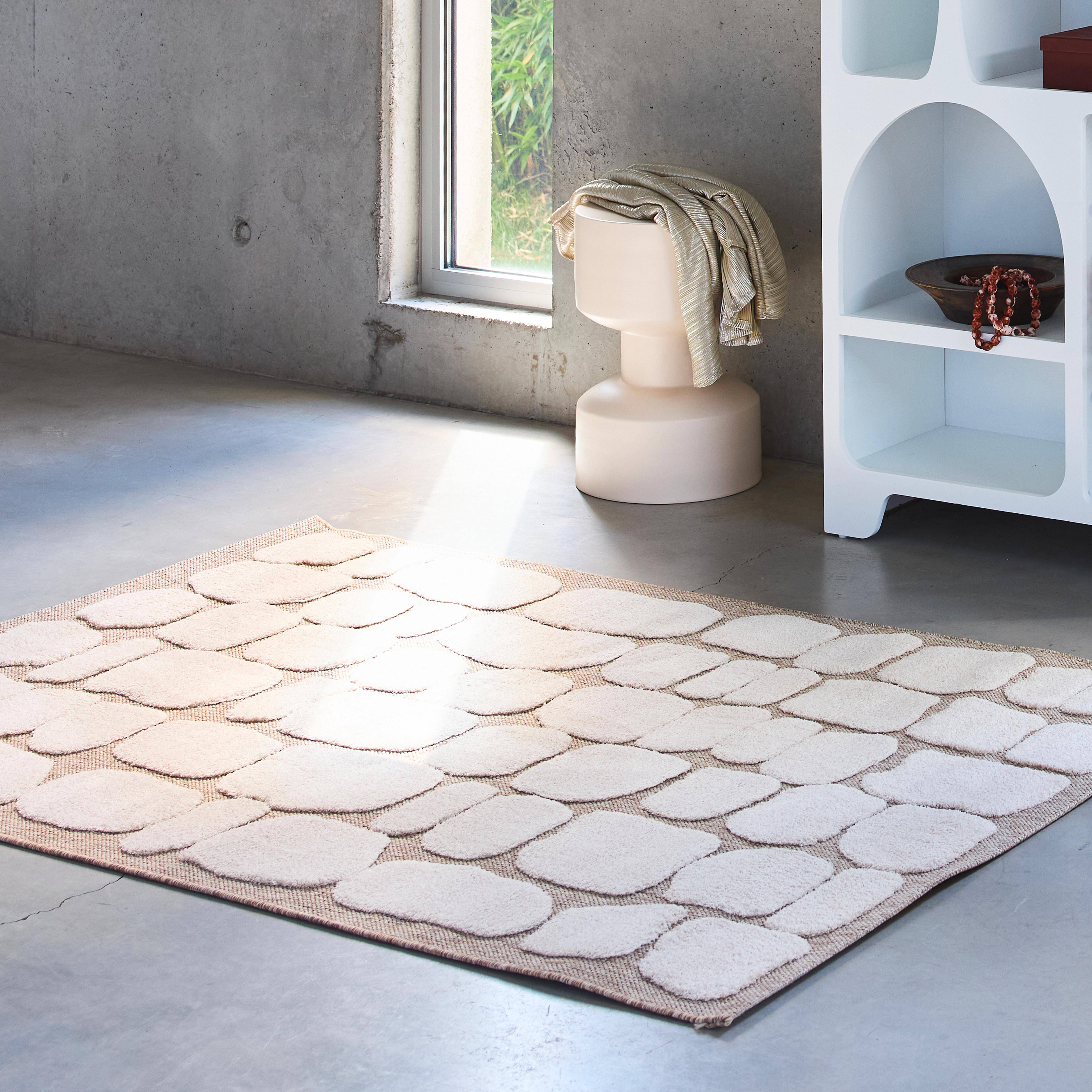 Interior rug with cobblestone pattern, beige and cream, Bradley, 170x120x1.1 cm Photo1