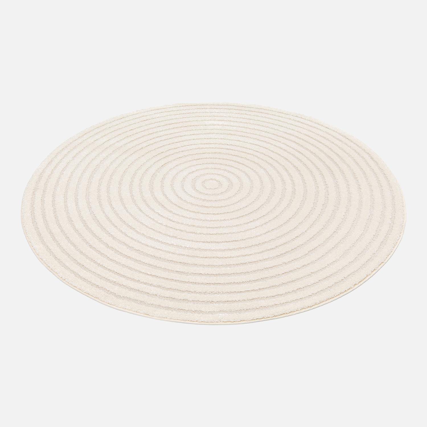 Tapis intérieur motifs cercles en relief crème Ø160cm Photo3