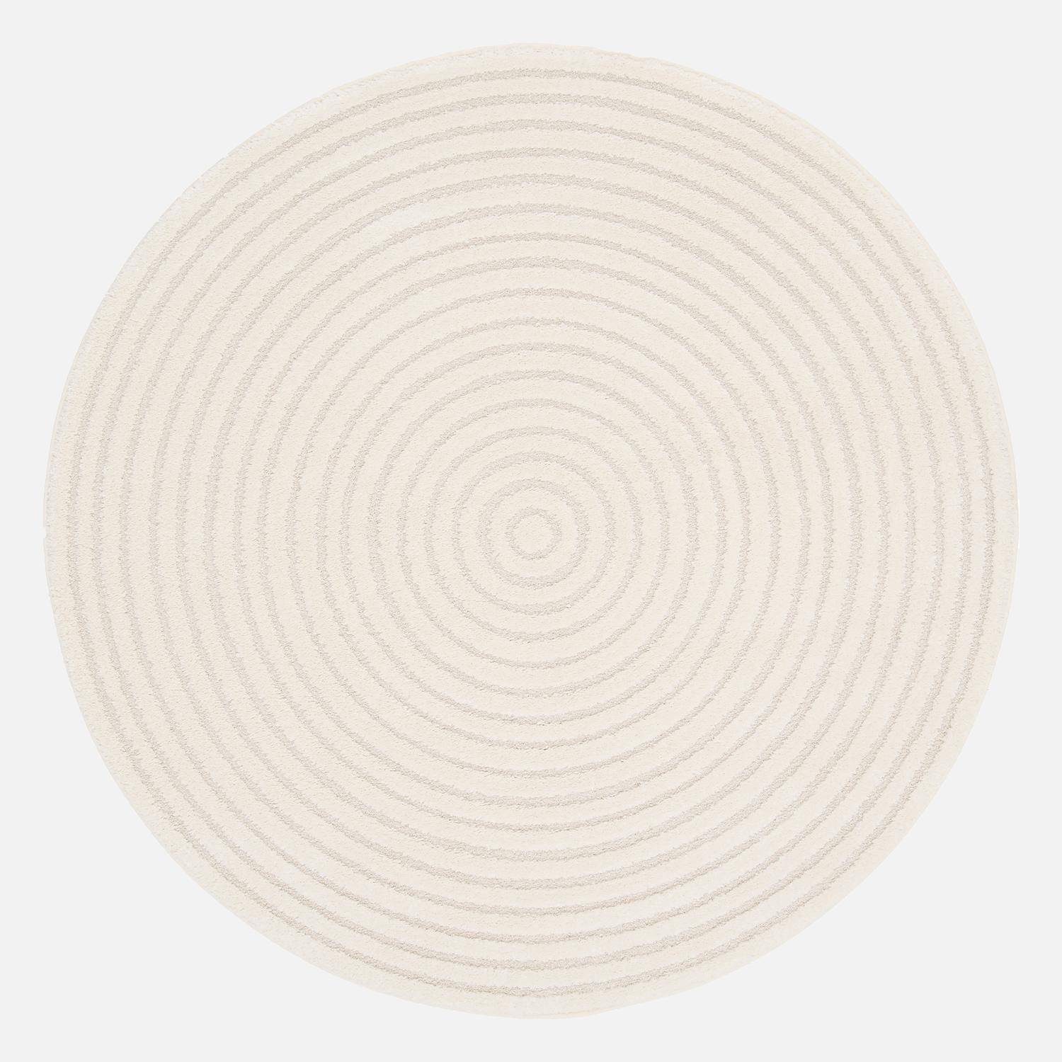Tapis intérieur motifs cercles en relief crème Ø160cm Photo1