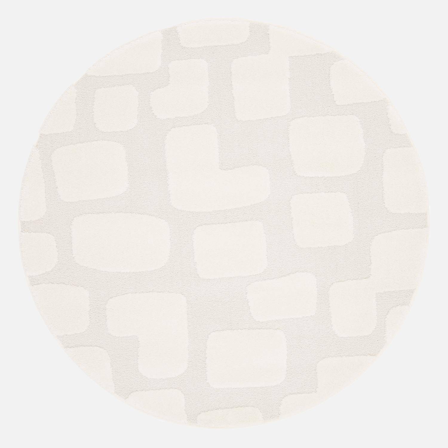 160cm interior rug with paving pattern in relief, cream , Dan, Ø160 cm Photo1