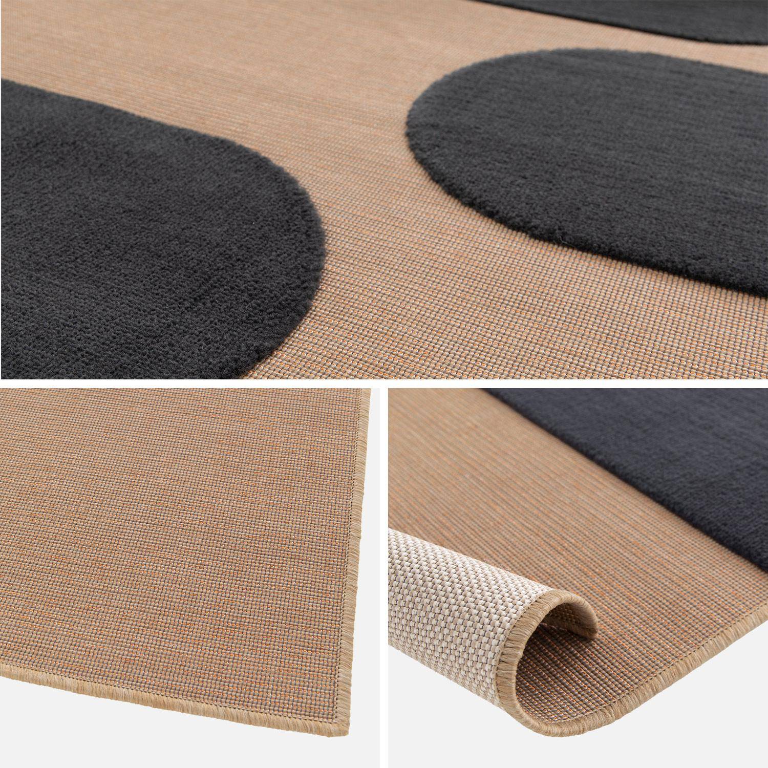 Beige interior/exterior rug with black geometric pattern, Anton, 160 x 230 cm Photo4